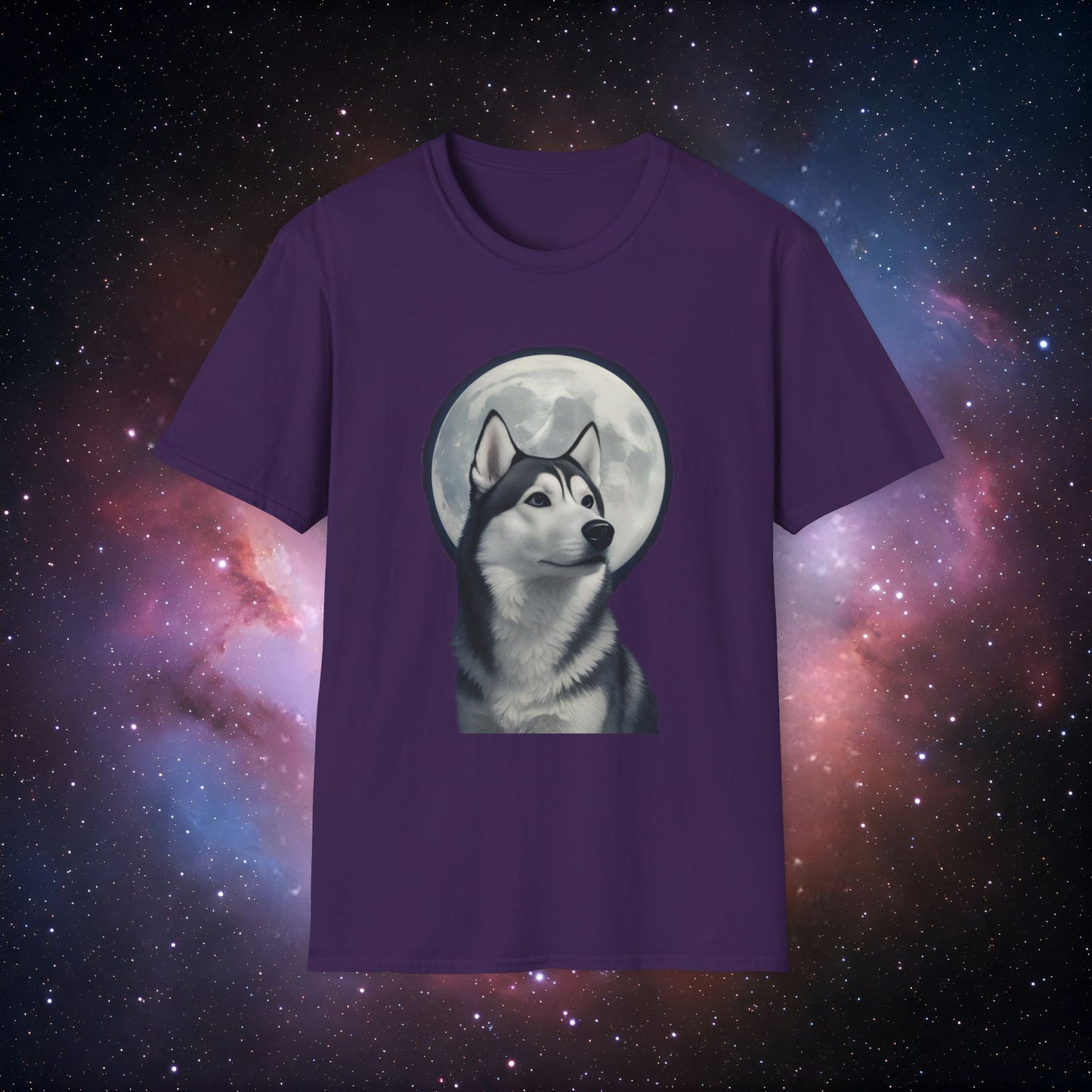 Husky Full Moon 2 Unisex Softstyle T-Shirt | Cozy Casual Wear for Dog Lovers