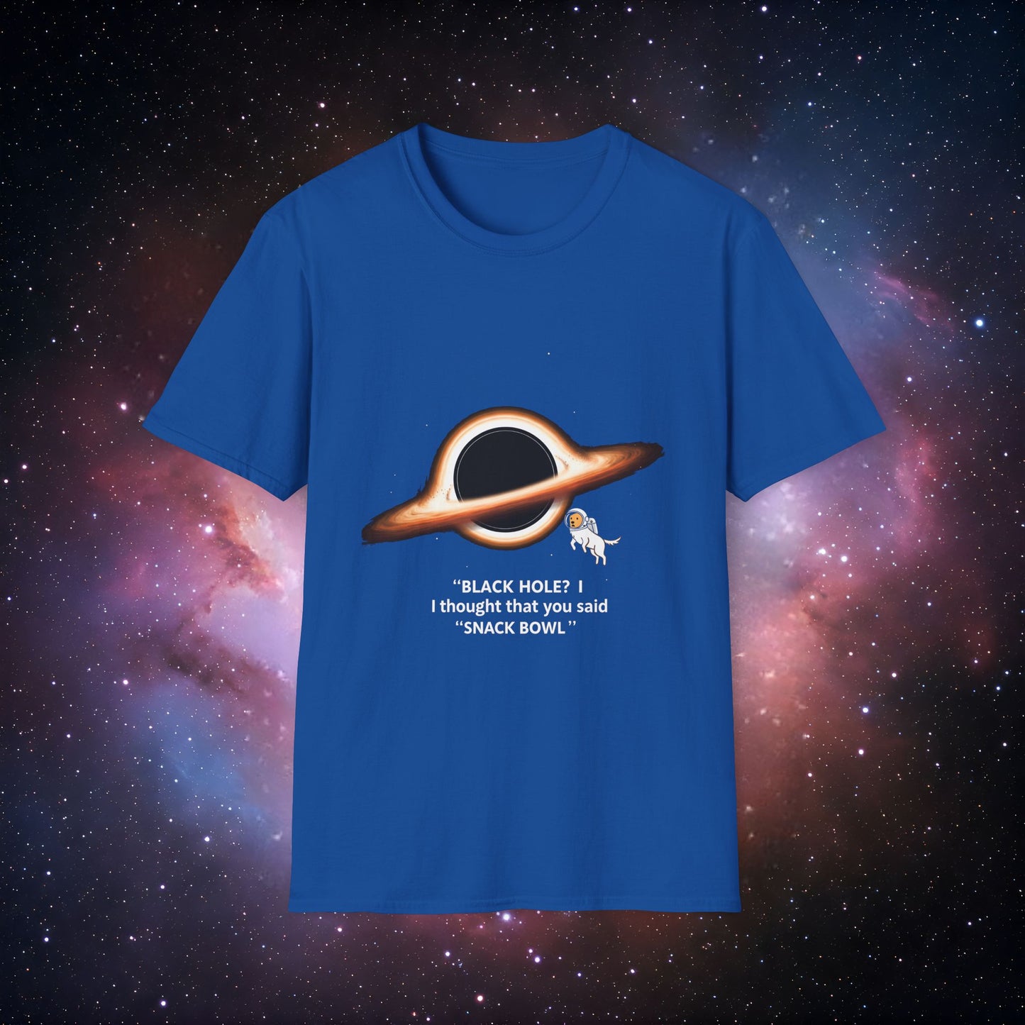 Black Hole Dog 3 - Unisex Softstyle Tee with Space Design