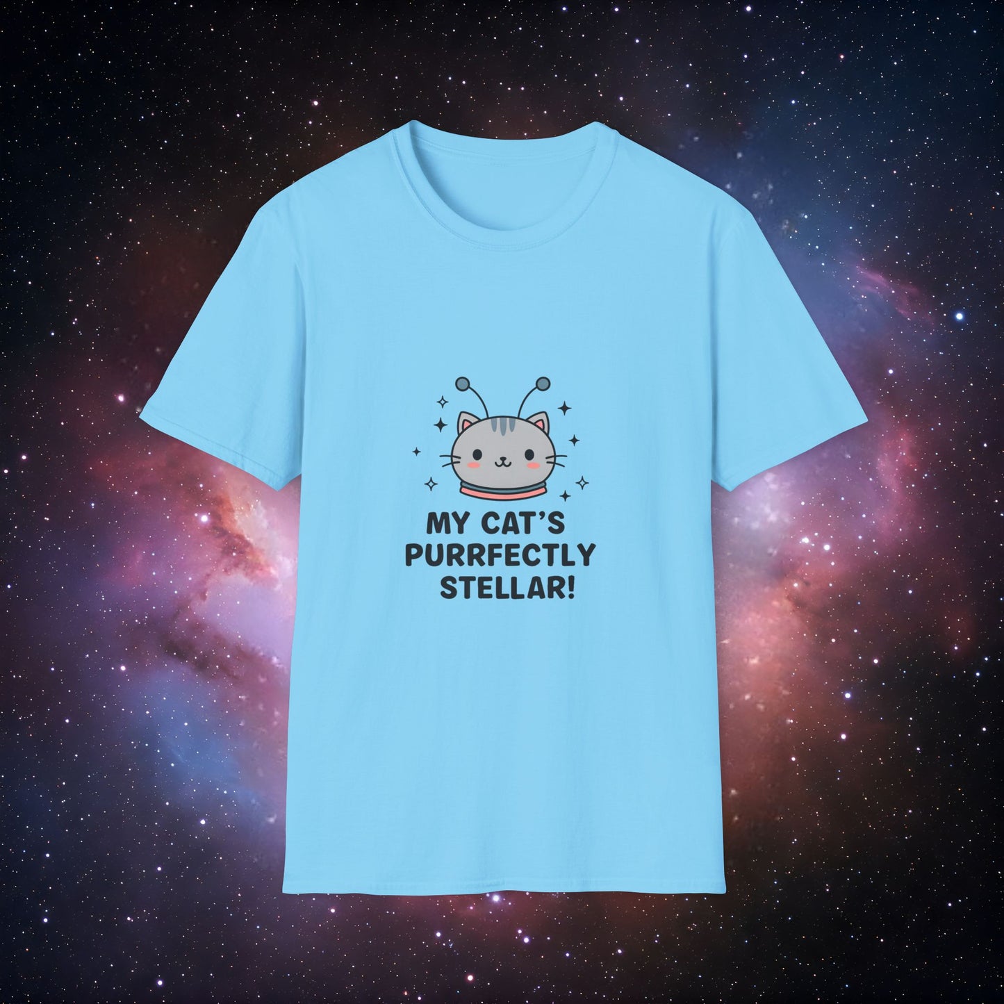 Cute Cat Graphic Unisex T-Shirt - 'My Cat's Purrfectly Stellar 5!'