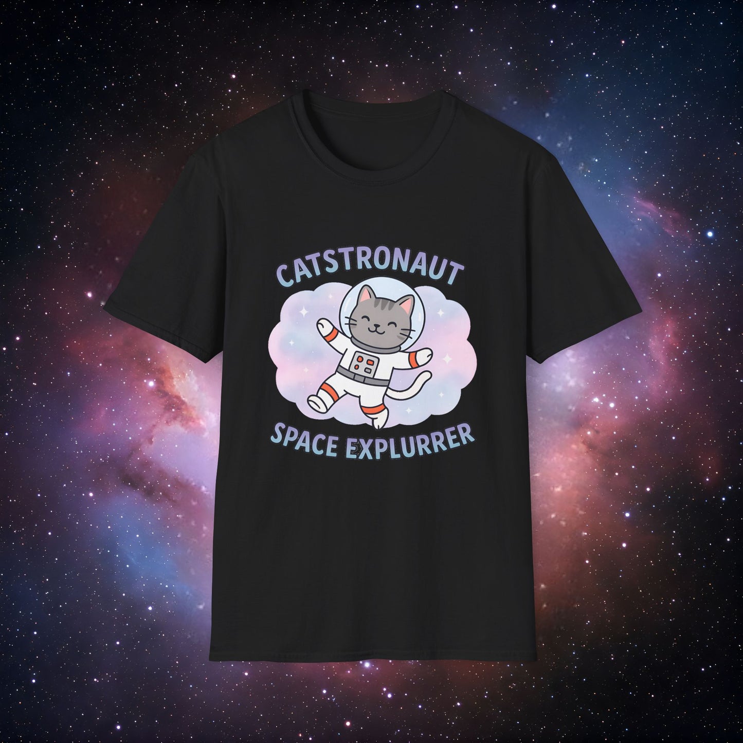 Catstronaut Space Exlpurrer Unisex Softstyle T-Shirt, Gift for Cat Lovers