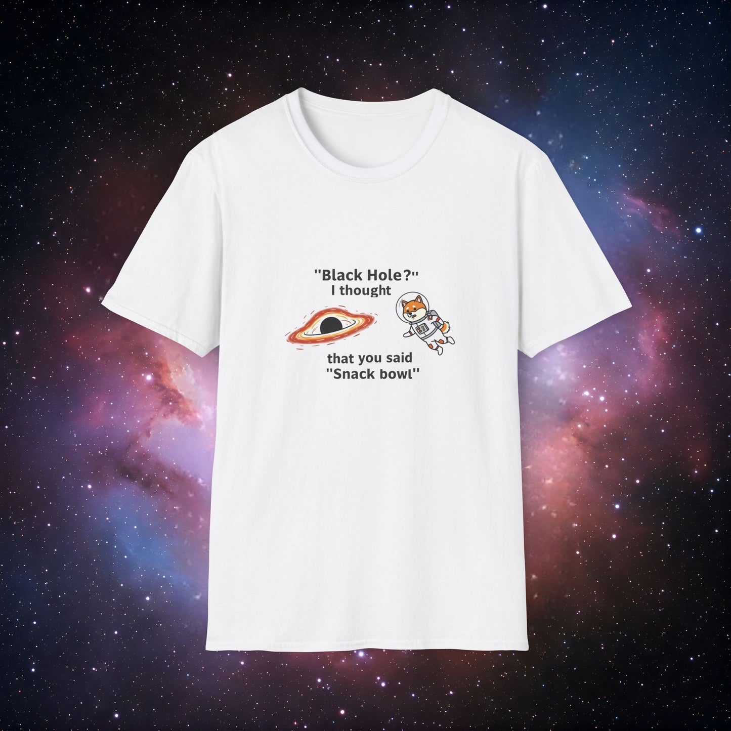 Black Hole Dog 4 - Unisex Softstyle Tee for Space Lovers