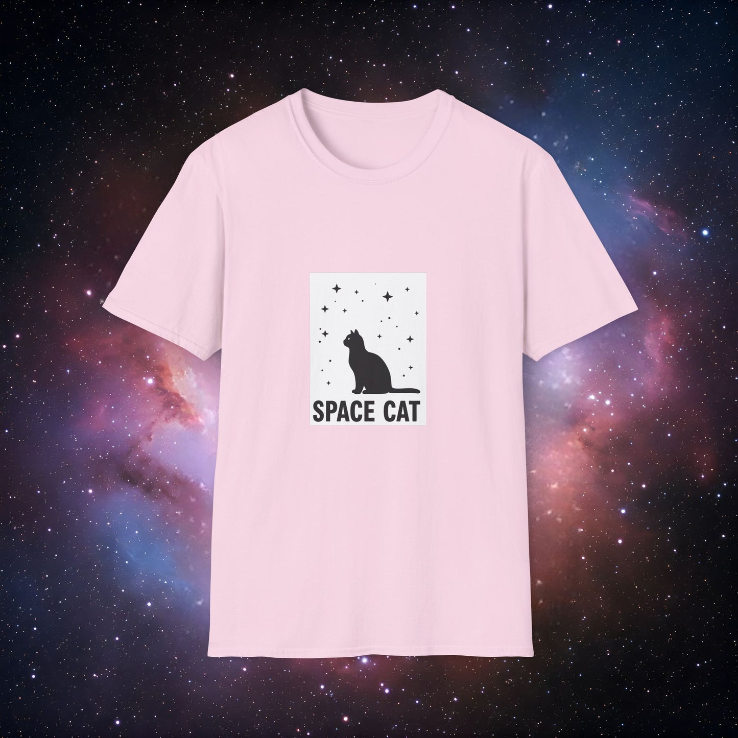 Space Cat 1 Unisex Softstyle T-Shirt - Fun Cosmic Design for Cat Lovers
