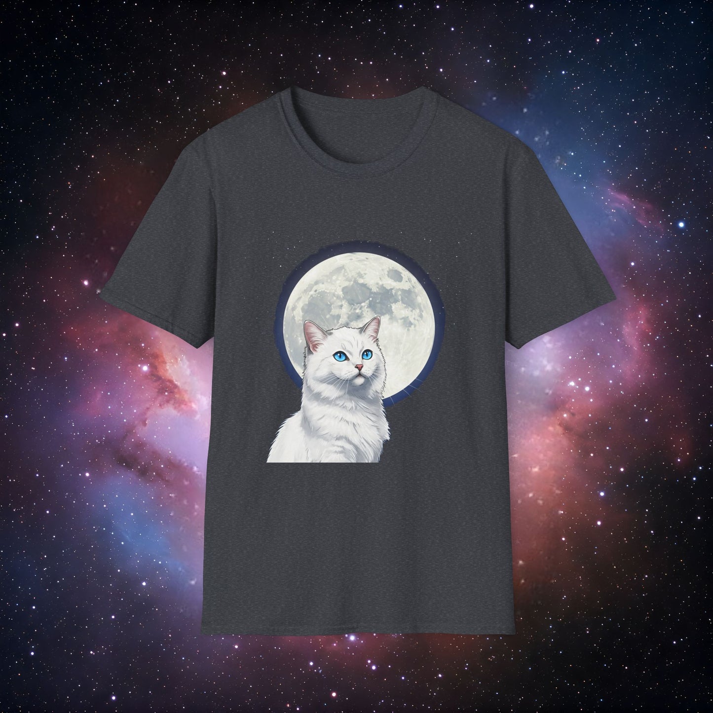 Moonlit Cat 6 Unisex Softstyle T-Shirt - Perfect Gift for Cat Lovers