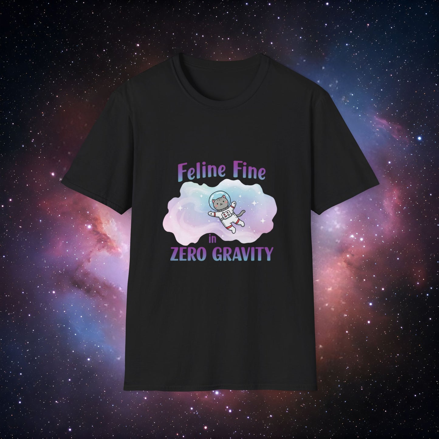 Feline Fine Zero Gravity 1 T-Shirt - Unisex Softstyle Tee