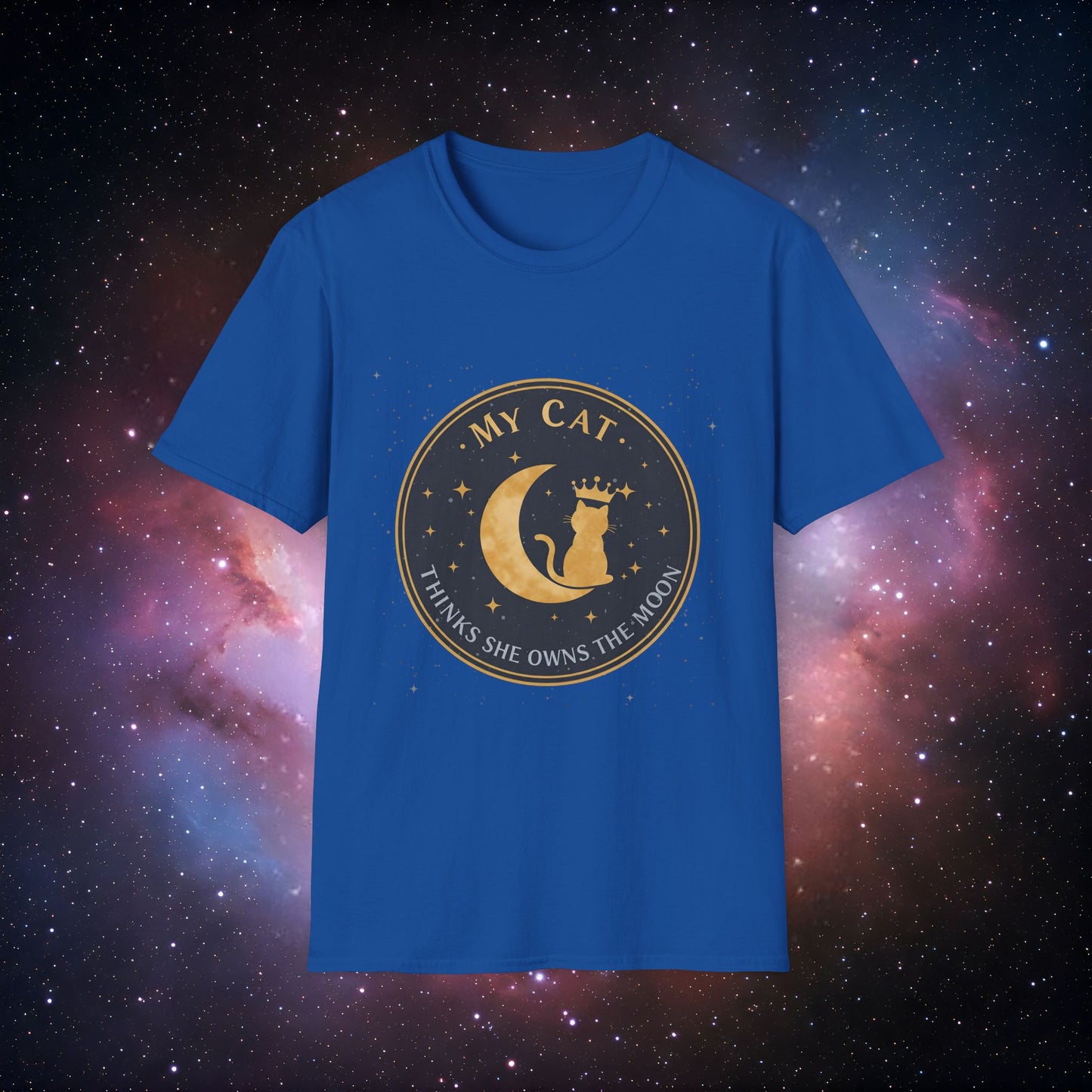 My Cat Thinks She Owns the Moon 3 Unisex Softstyle T-Shirt - Perfect Gift for Cat Lovers