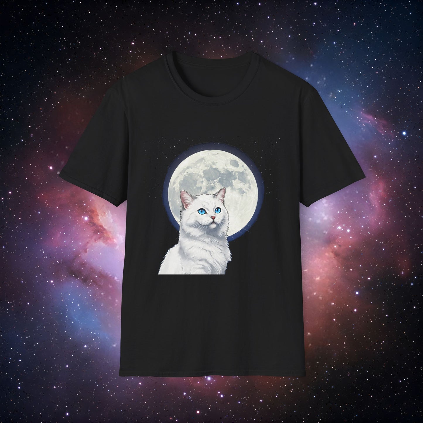 Moonlit Cat 6 Unisex Softstyle T-Shirt - Perfect Gift for Cat Lovers
