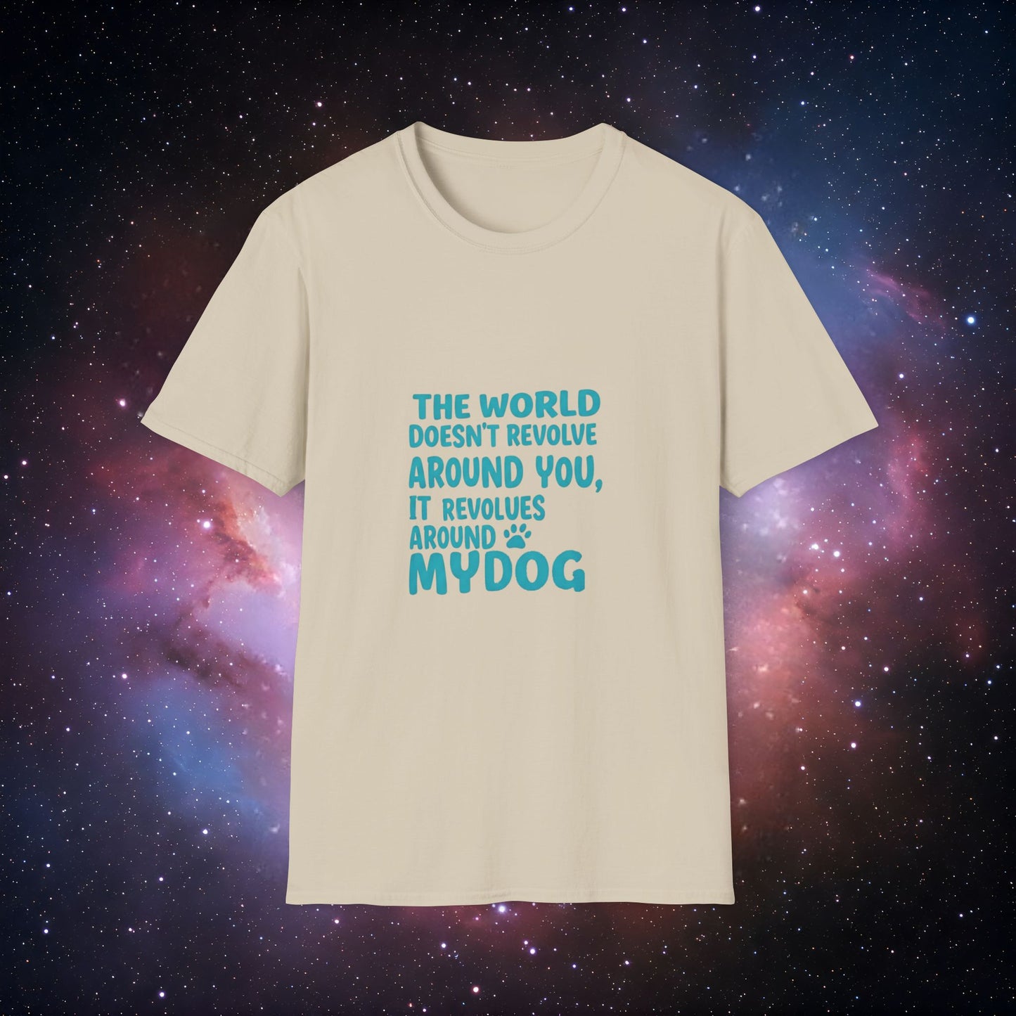 The World Revolves Around My Dog 4 Unisex Softstyle T-Shirt - Dog Lovers T-Shirt