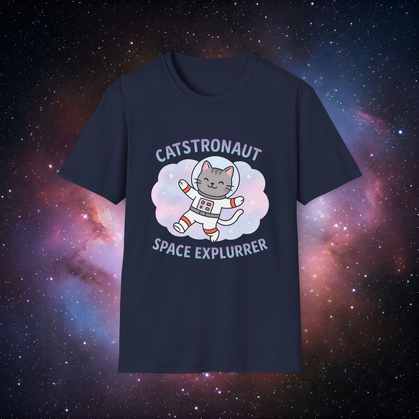 Catstronaut Space Exlpurrer Unisex Softstyle T-Shirt, Gift for Cat Lovers