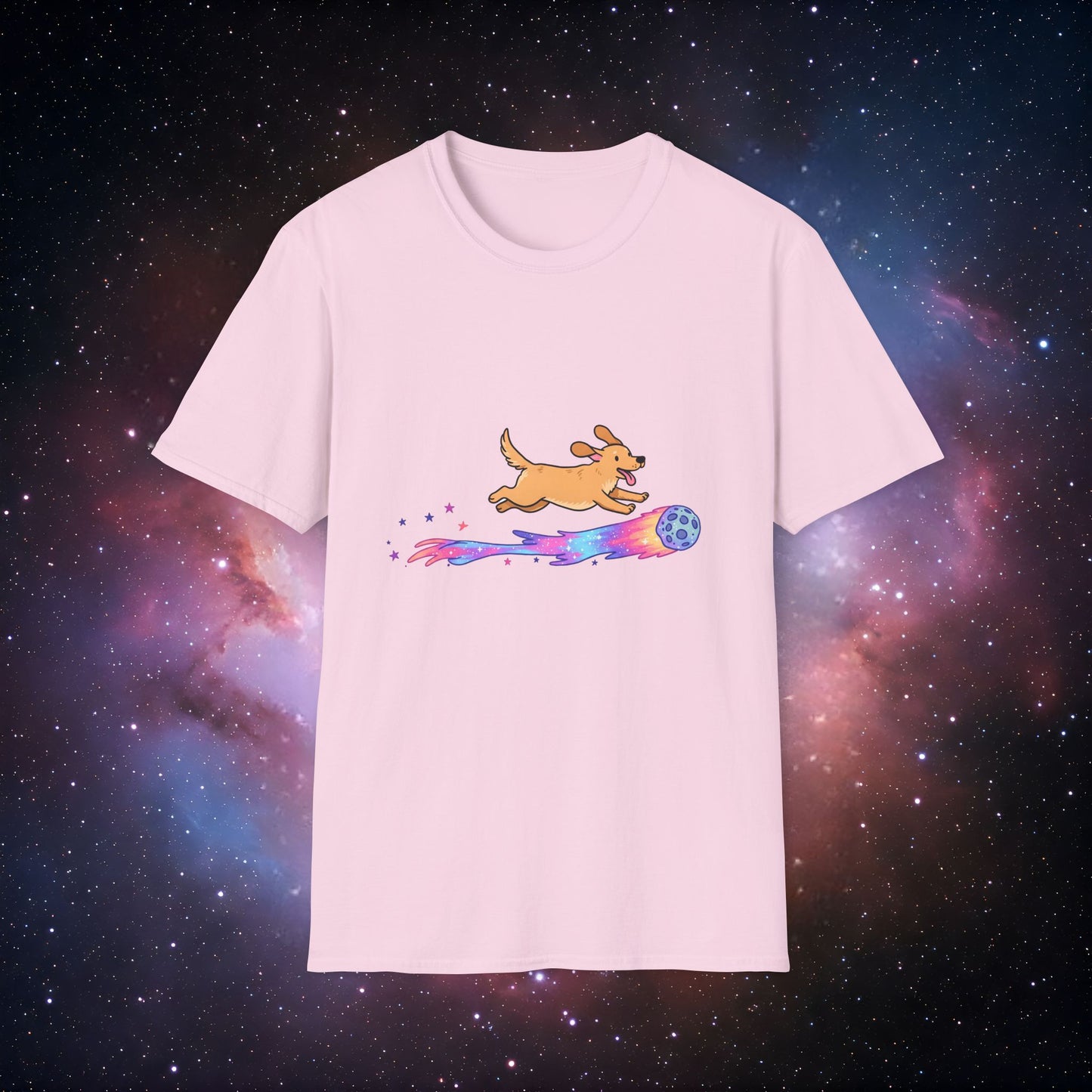 Comet Dog 1 T-Shirt - Unisex Softstyle Tee with Colorful Puppy Design