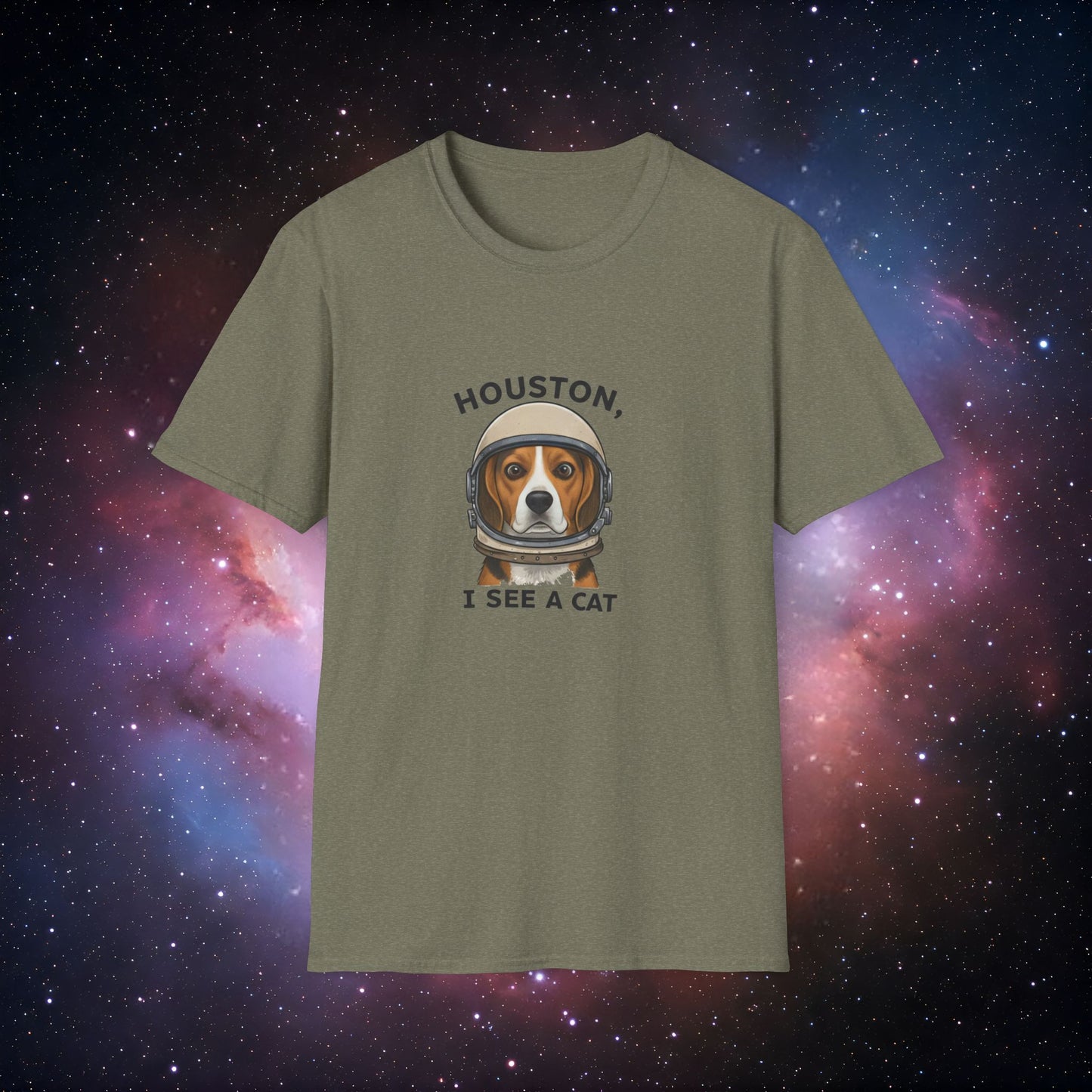 Houston I See A Cat T-Shirt 2 - Fun Unisex Softstyle Tee for Animal Lovers