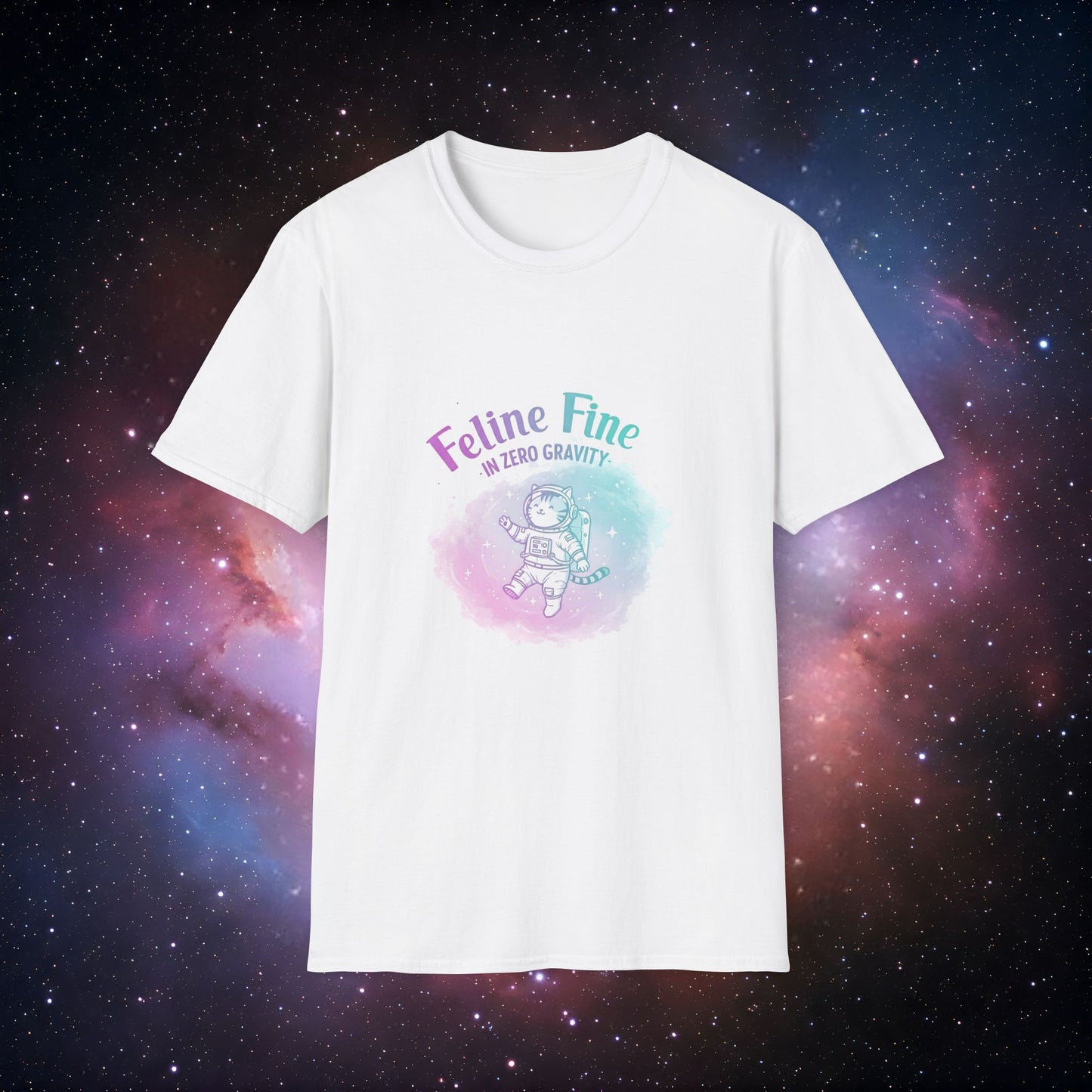 Feline Fine Zero Gravity 2 T-Shirt - Unisex Softstyle Tee