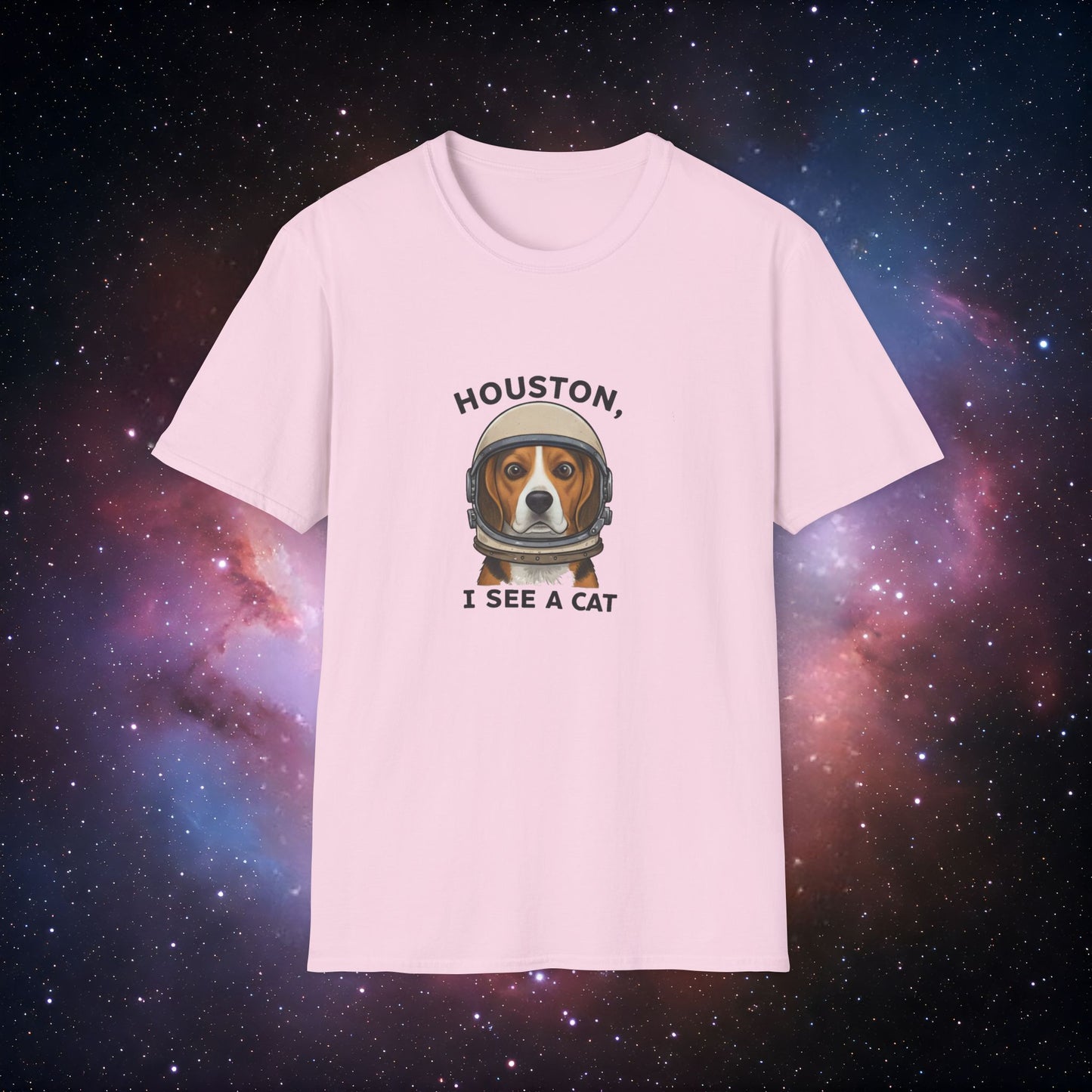 Houston I See A Cat T-Shirt 2 - Fun Unisex Softstyle Tee for Animal Lovers