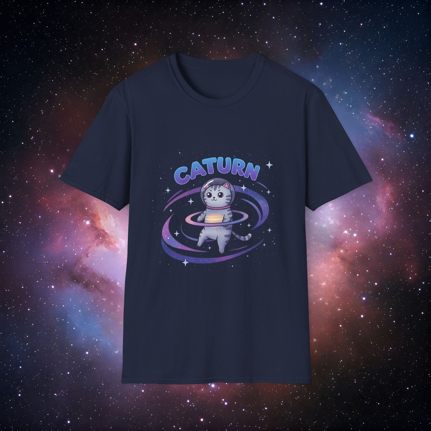 Caturn 3 Galaxy Unisex T-Shirt - Fun Cosmic Cat Design