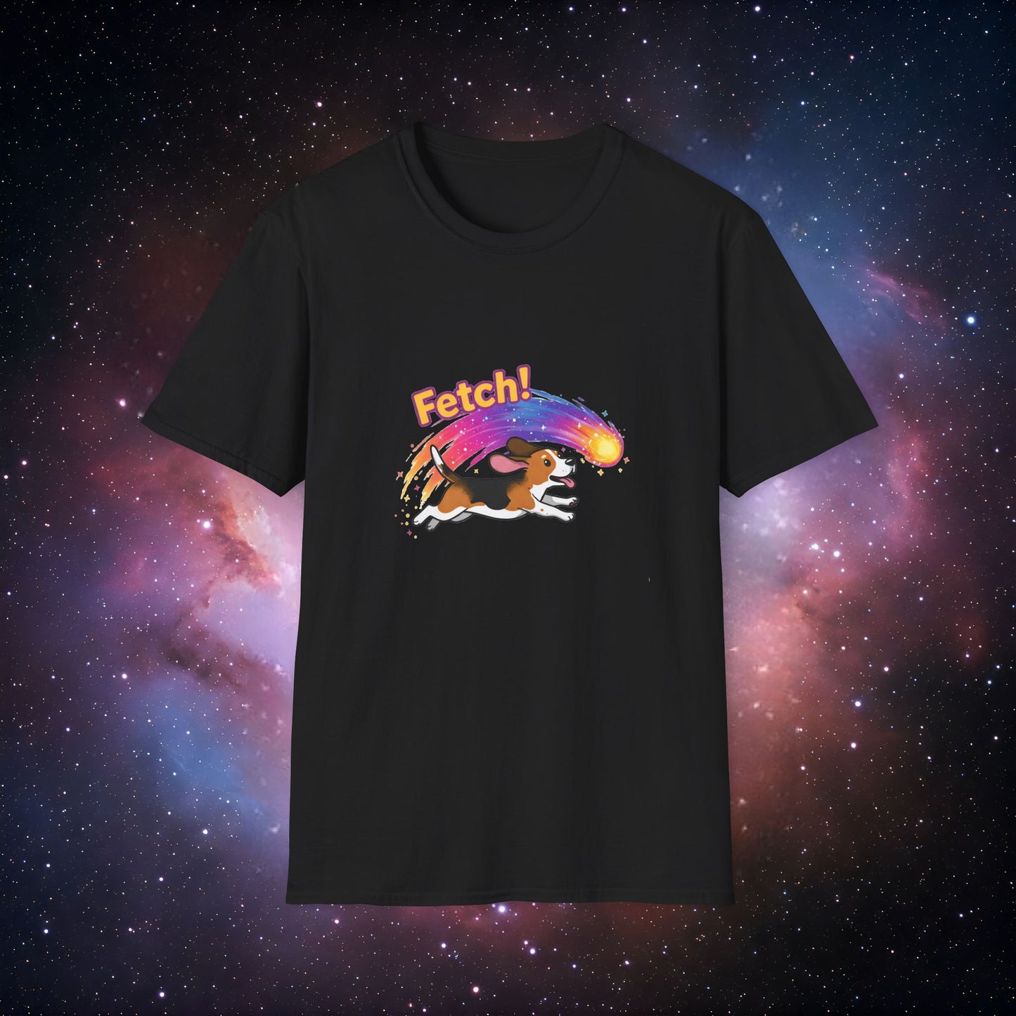 Comet Dog 3 Unisex Softstyle T-Shirt - Playful Dog Design for Pet Lovers