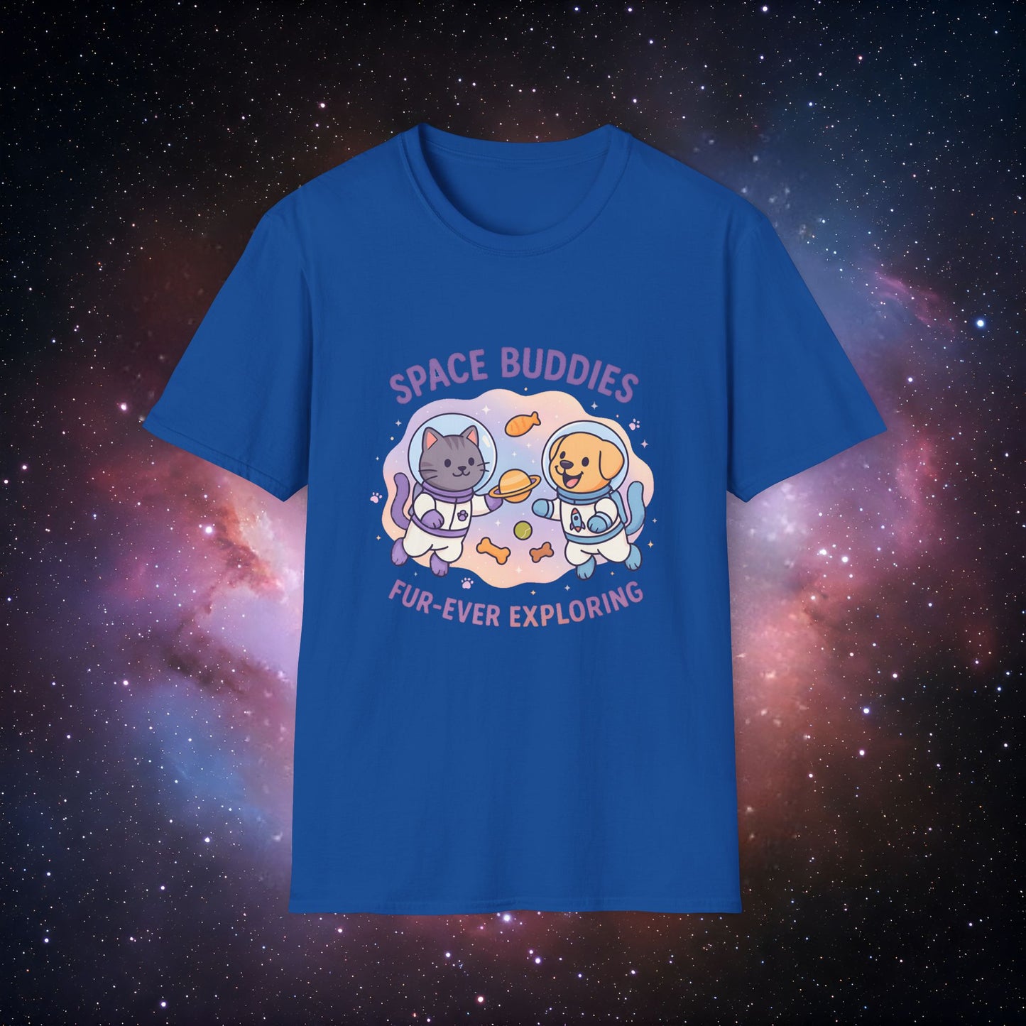 Space Buddies 1 Unisex Softstyle T-Shirt - Pet Lovers Gift