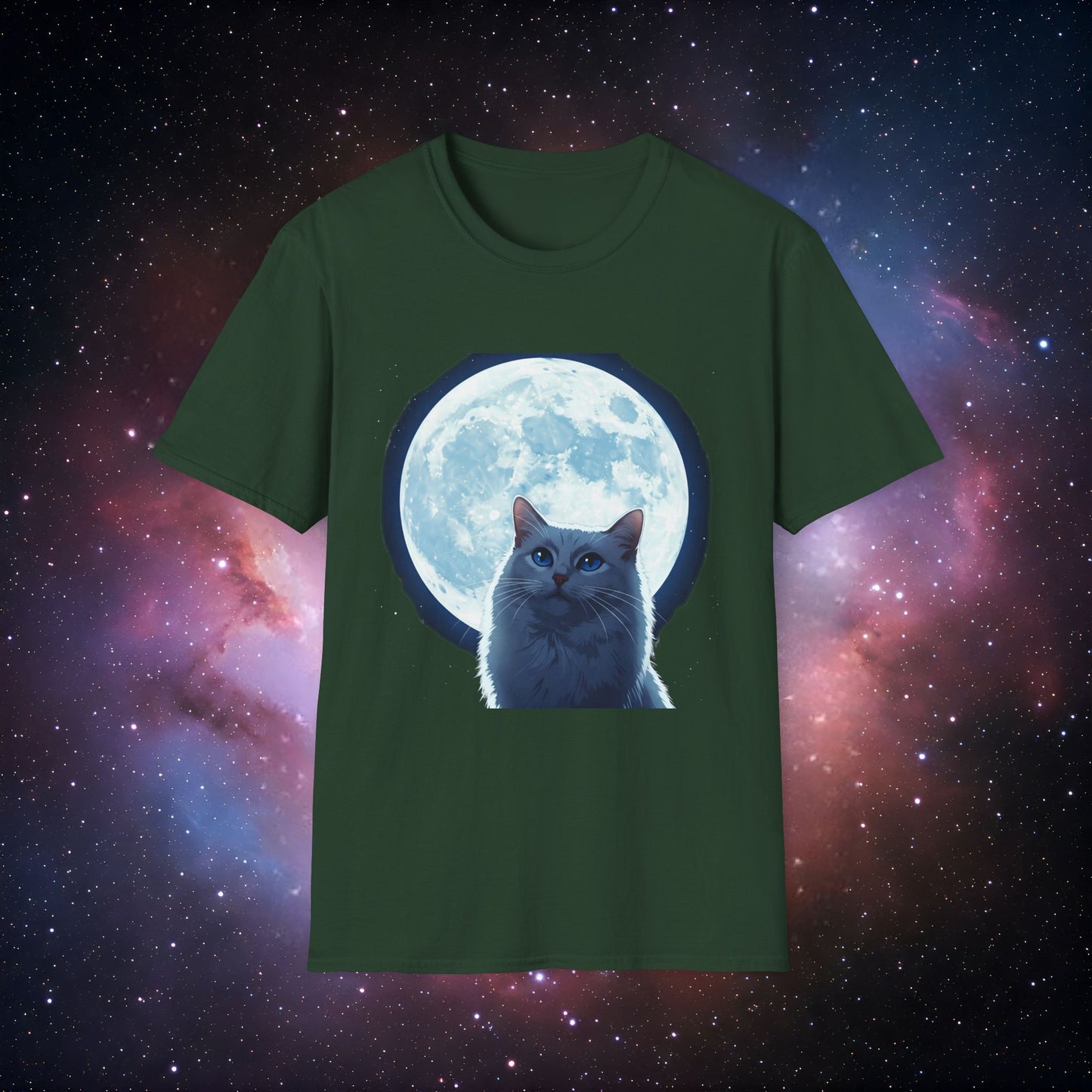 Moonlight Cat 5 Unisex Softstyle T-Shirt - Perfect for Cat Lovers