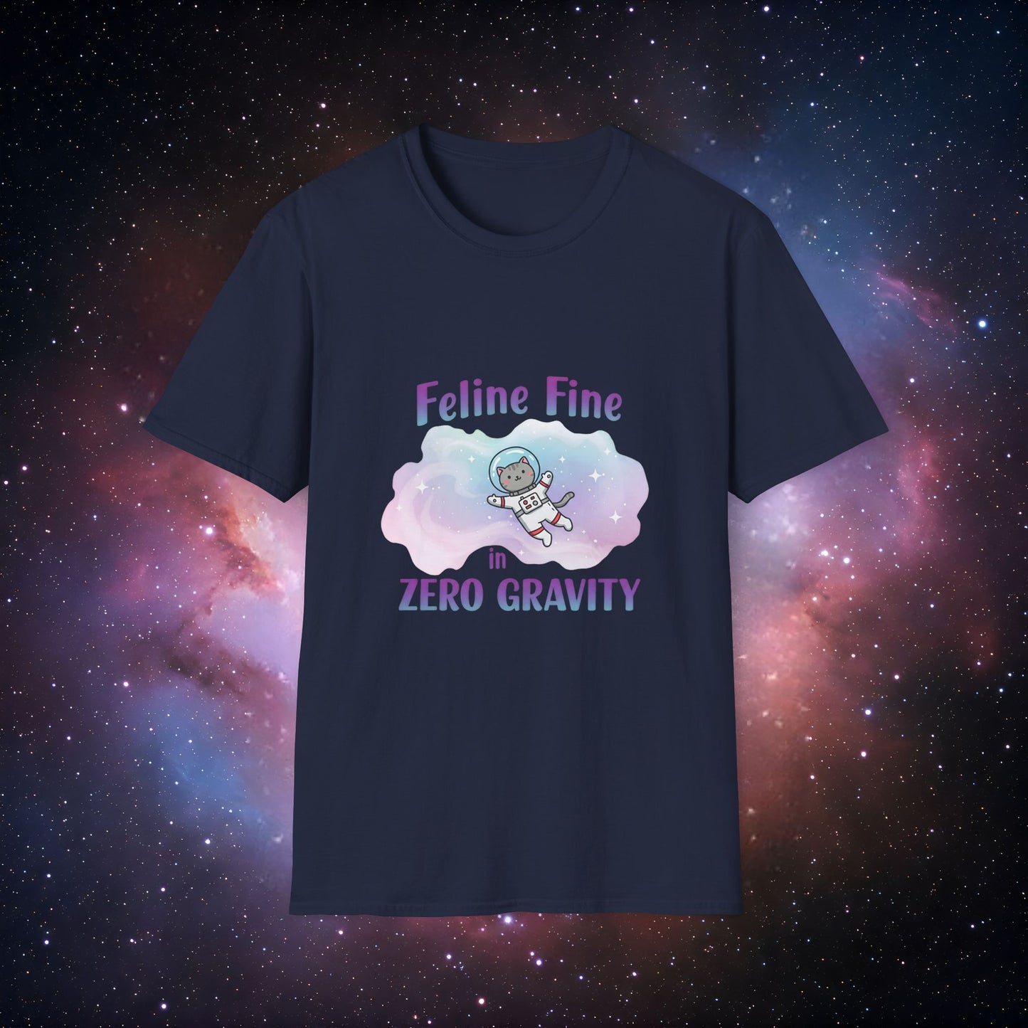 Feline Fine Zero Gravity 1 T-Shirt - Unisex Softstyle Tee