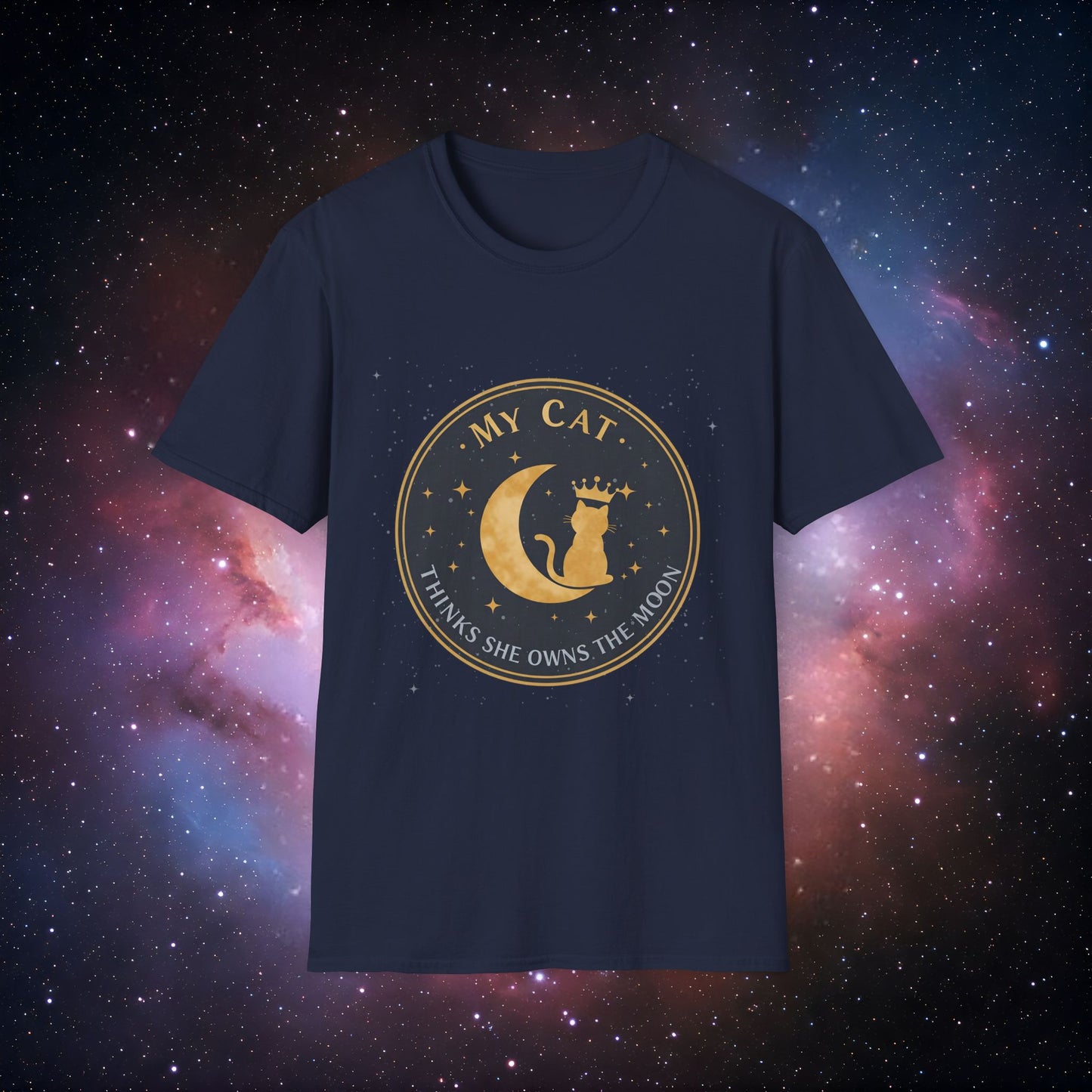 My Cat Thinks She Owns the Moon 3 Unisex Softstyle T-Shirt - Perfect Gift for Cat Lovers