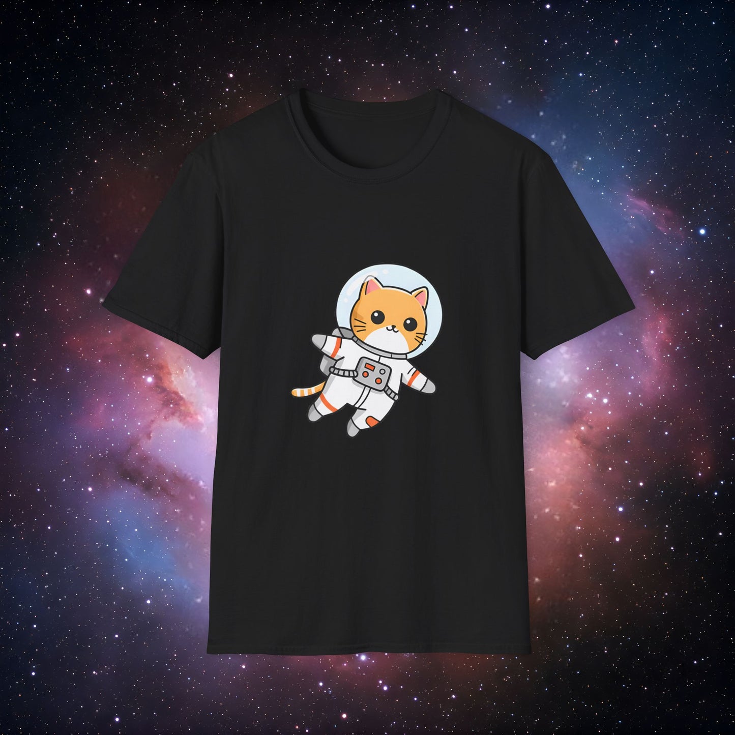 Astro Cat 2 Unisex Softstyle T-Shirt - Cute Space-Themed Tee for Animal Lovers