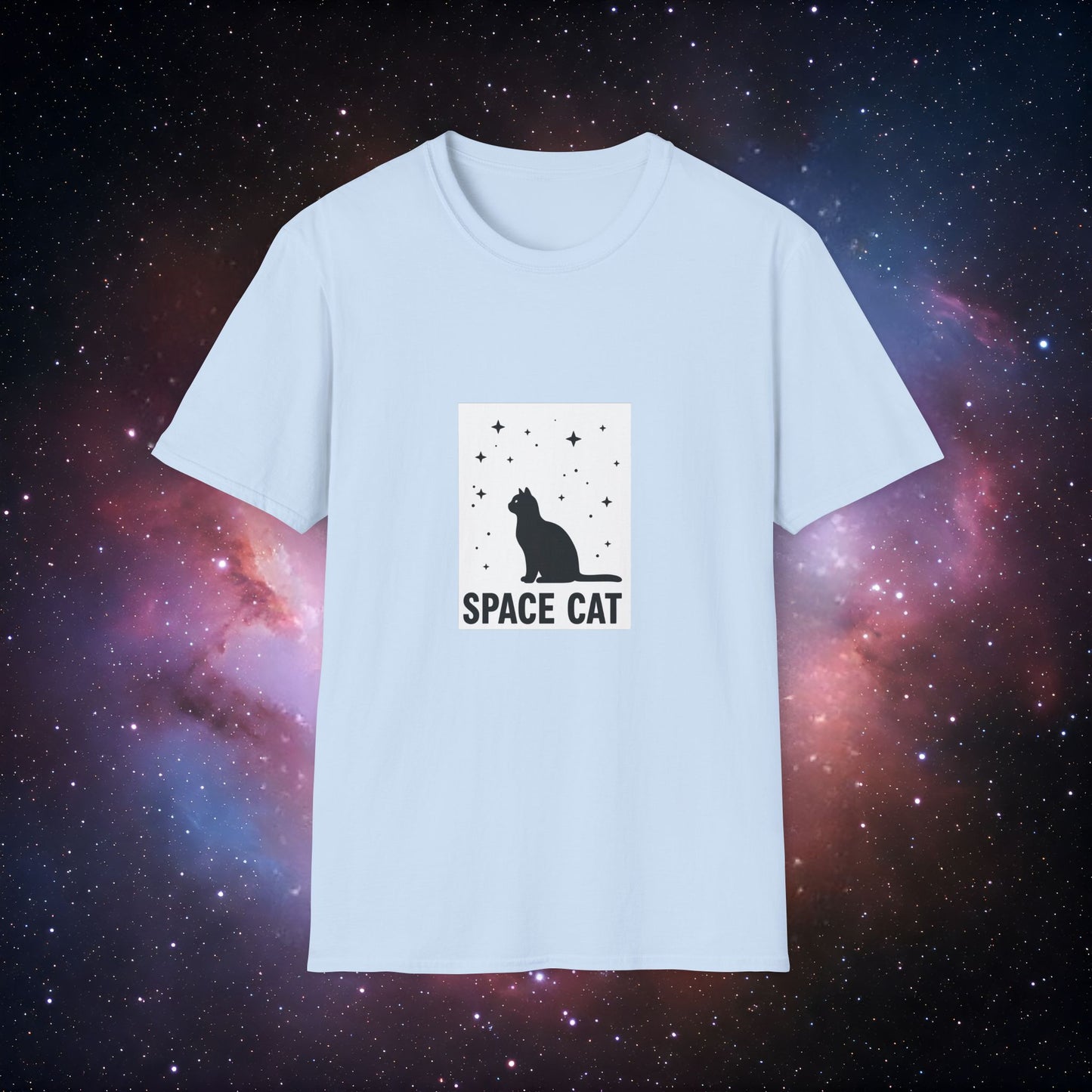 Space Cat 1 Unisex Softstyle T-Shirt - Fun Cosmic Design for Cat Lovers