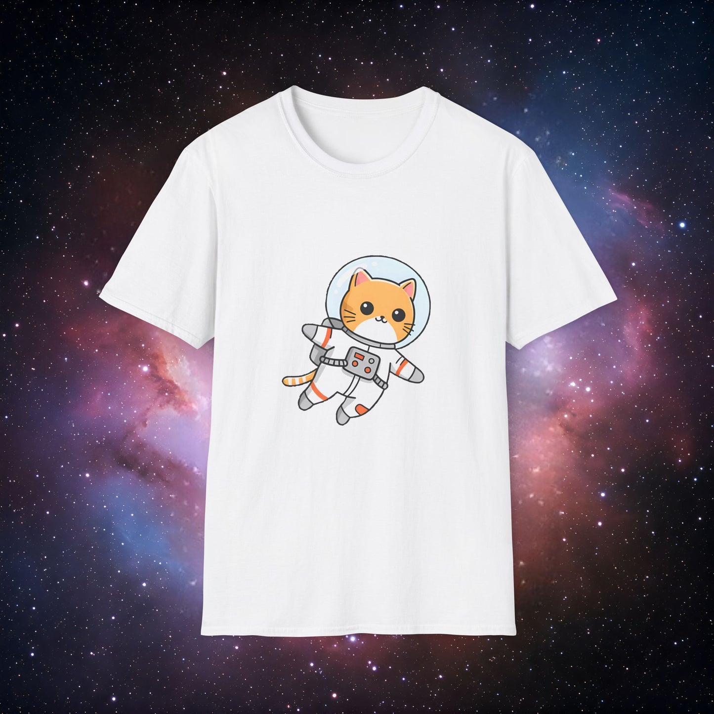 Astro Cat 2 Unisex Softstyle T-Shirt - Cute Space-Themed Tee for Animal Lovers
