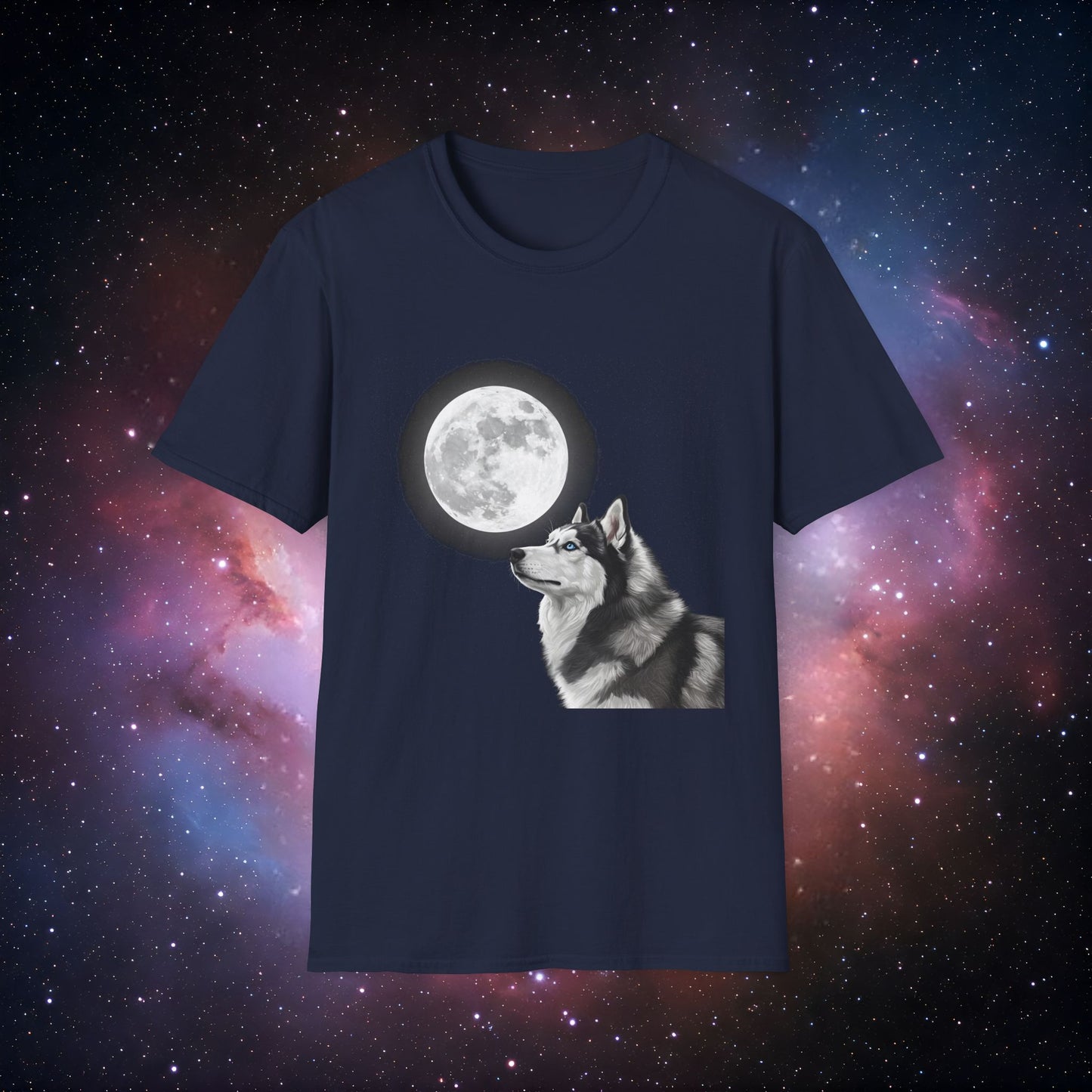Husky Full Moon 4 Unisex Softstyle T-Shirt - Perfect for Animal Lovers & Nature Enthusiasts