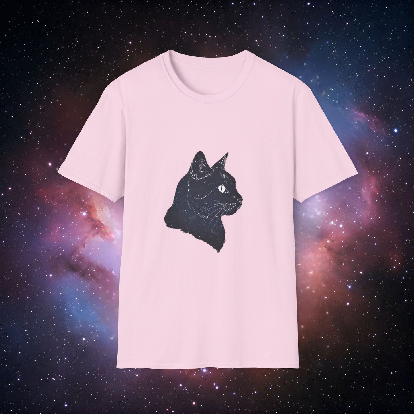 Cosmic Cat 2 Silhouette Unisex T-Shirt | Softstyle Graphic Tee for Cat Lovers