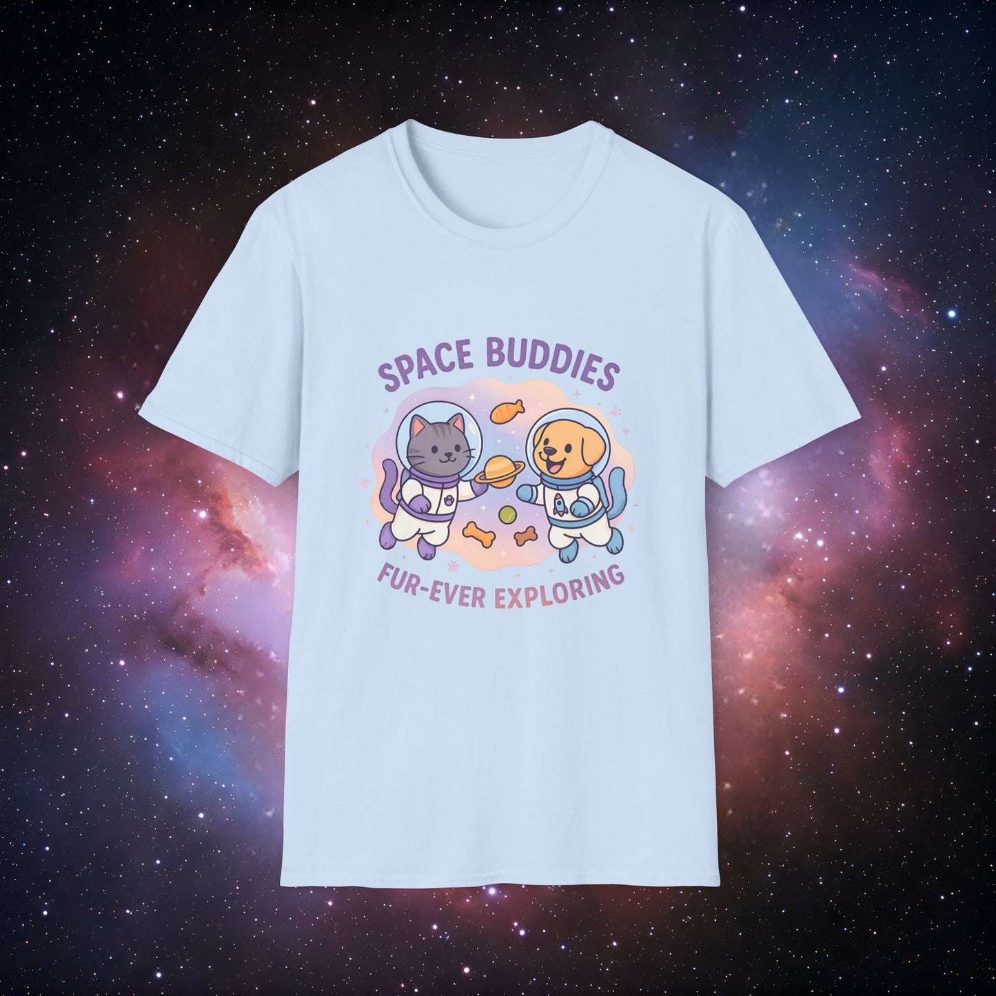 Space Buddies 1 Unisex Softstyle T-Shirt - Pet Lovers Gift