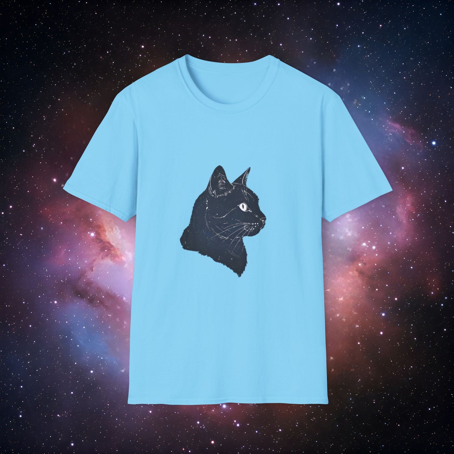 Cosmic Cat 2 Silhouette Unisex T-Shirt | Softstyle Graphic Tee for Cat Lovers