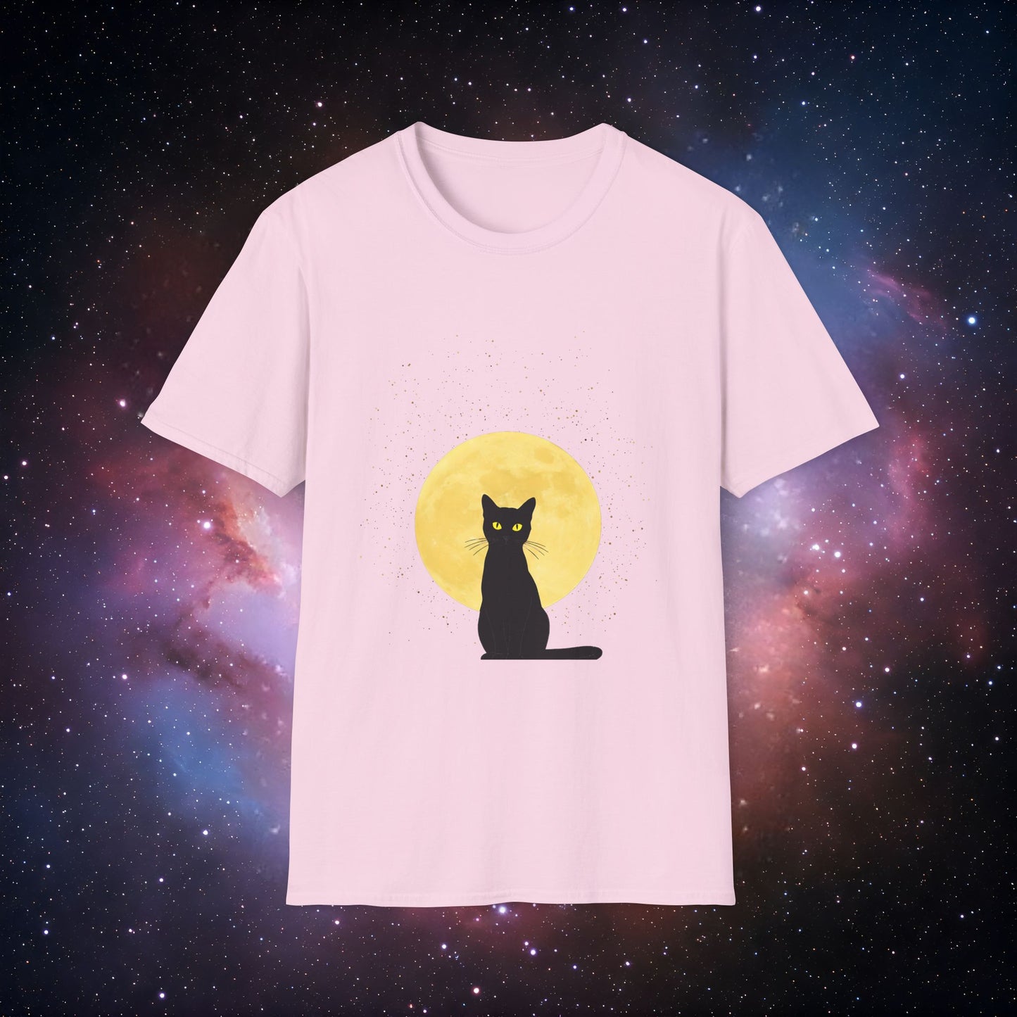 Moonlit Cat 4 Unisex Softstyle T-Shirt - Perfect for Cat Lovers & Halloween