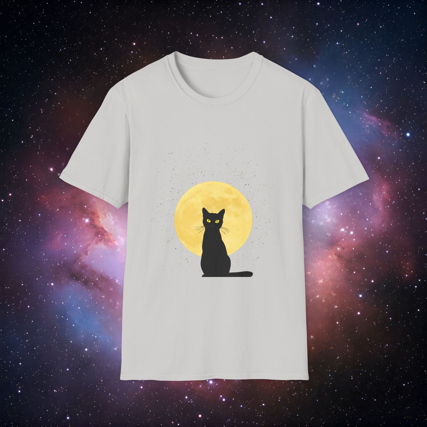 Moonlit Cat 4 Unisex Softstyle T-Shirt - Perfect for Cat Lovers & Halloween