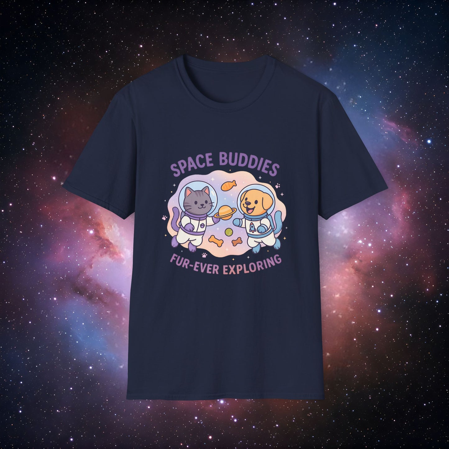 Space Buddies 1 Unisex Softstyle T-Shirt - Pet Lovers Gift