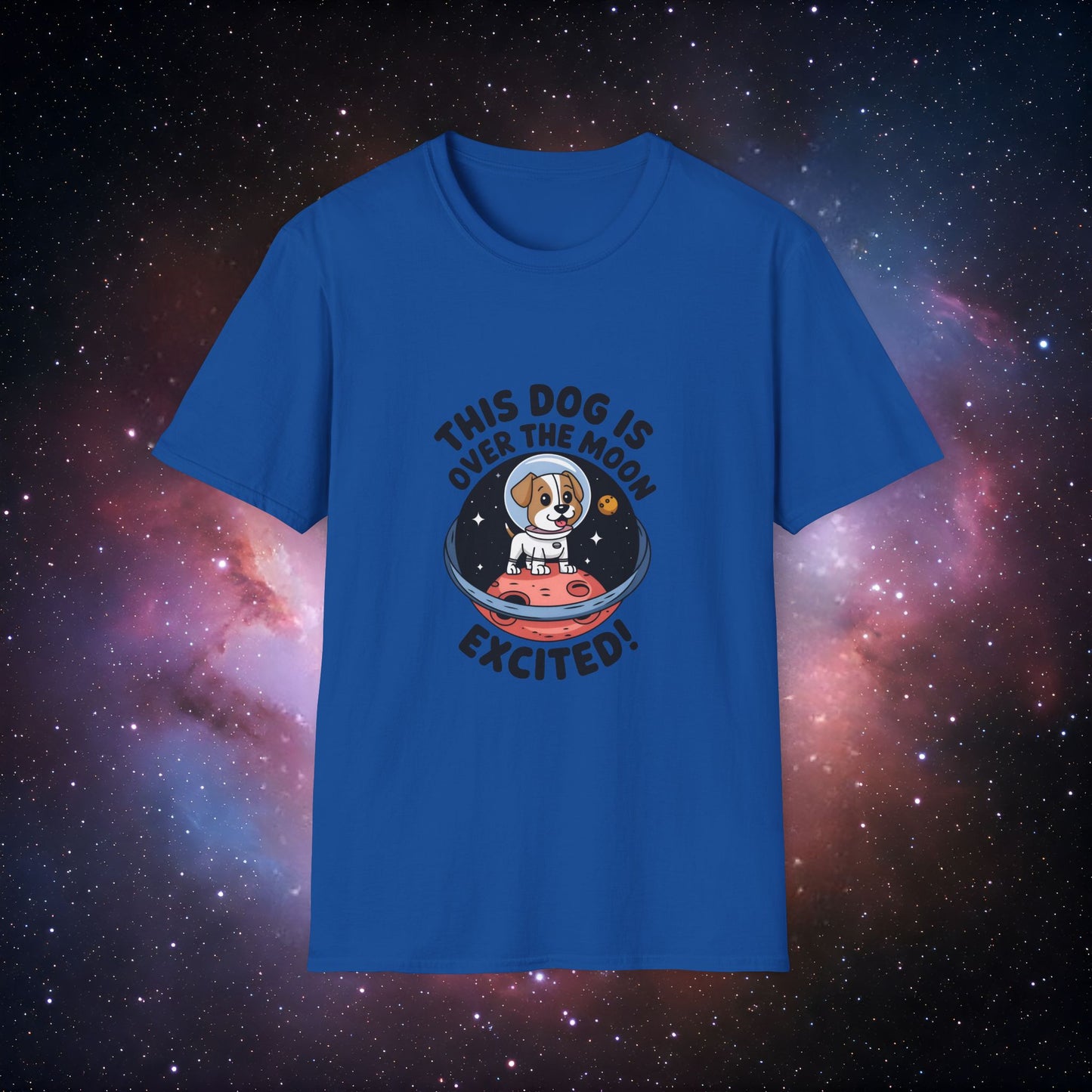 This Dog Is Over The Moon Excited! 1 Unisex Softstyle Tee - Cute Dog Themed T-Shirt