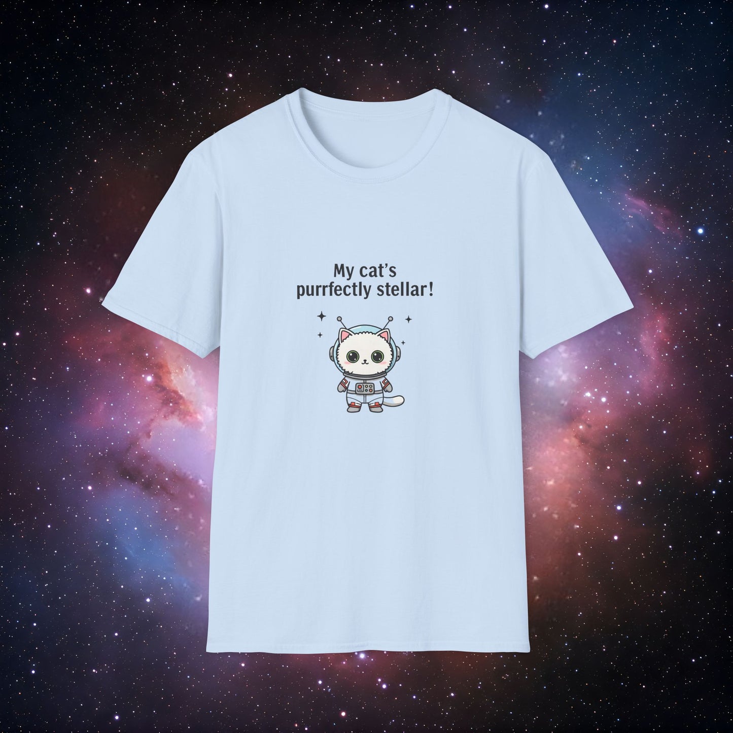 Purrfectly Stellar Cat T-Shirt - Unisex Softstyle Tee for Cat Lovers