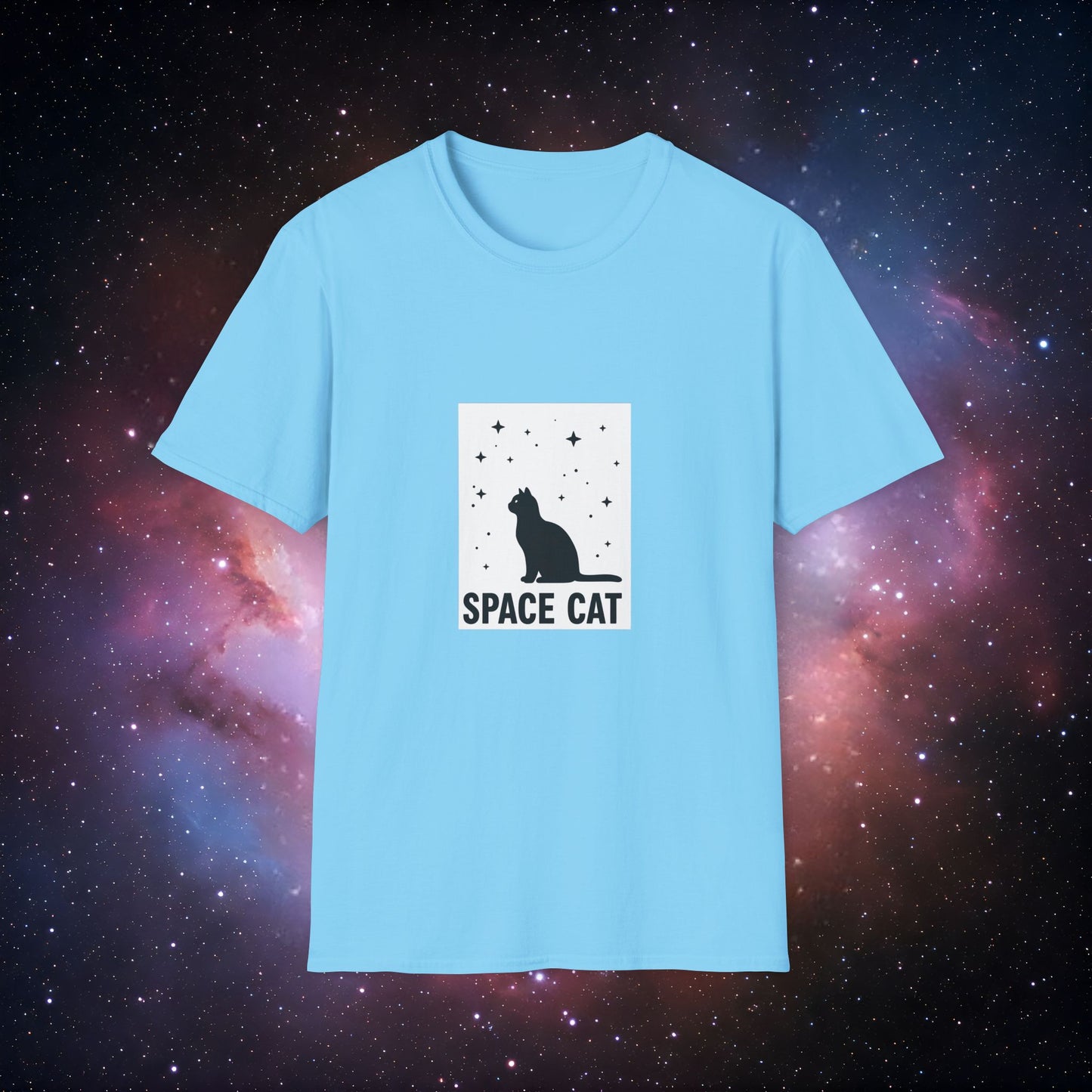 Space Cat 1 Unisex Softstyle T-Shirt - Fun Cosmic Design for Cat Lovers
