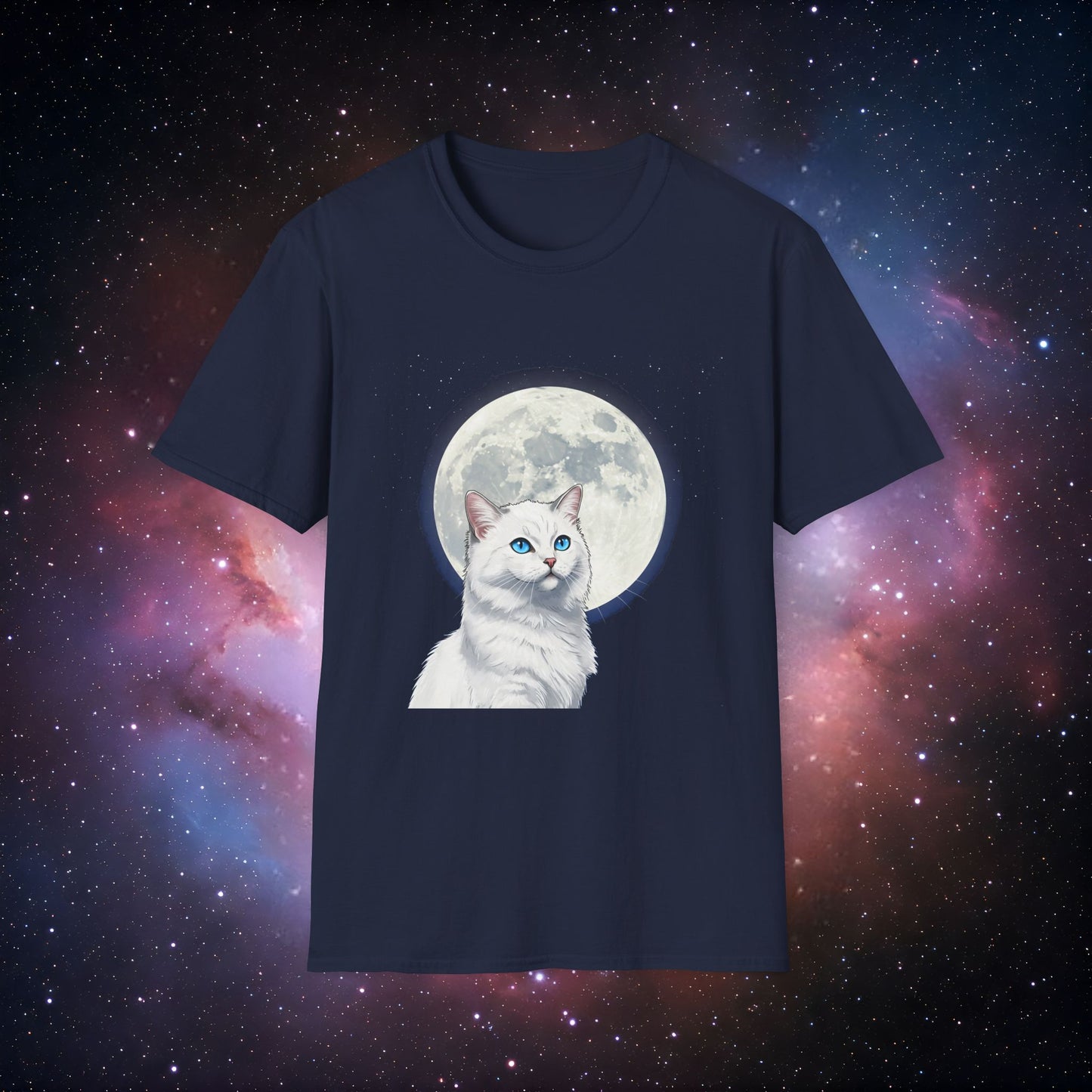 Moonlit Cat 6 Unisex Softstyle T-Shirt - Perfect Gift for Cat Lovers