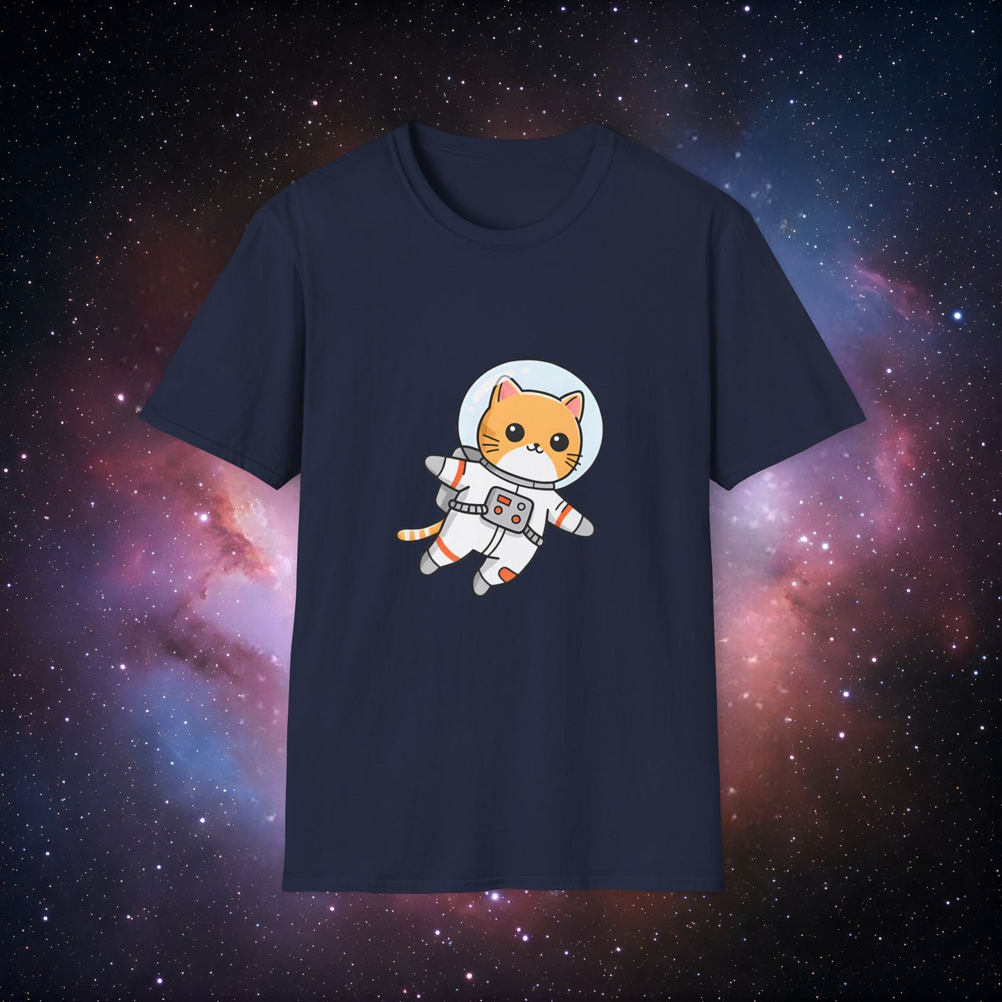 Astro Cat 2 Unisex Softstyle T-Shirt - Cute Space-Themed Tee for Animal Lovers
