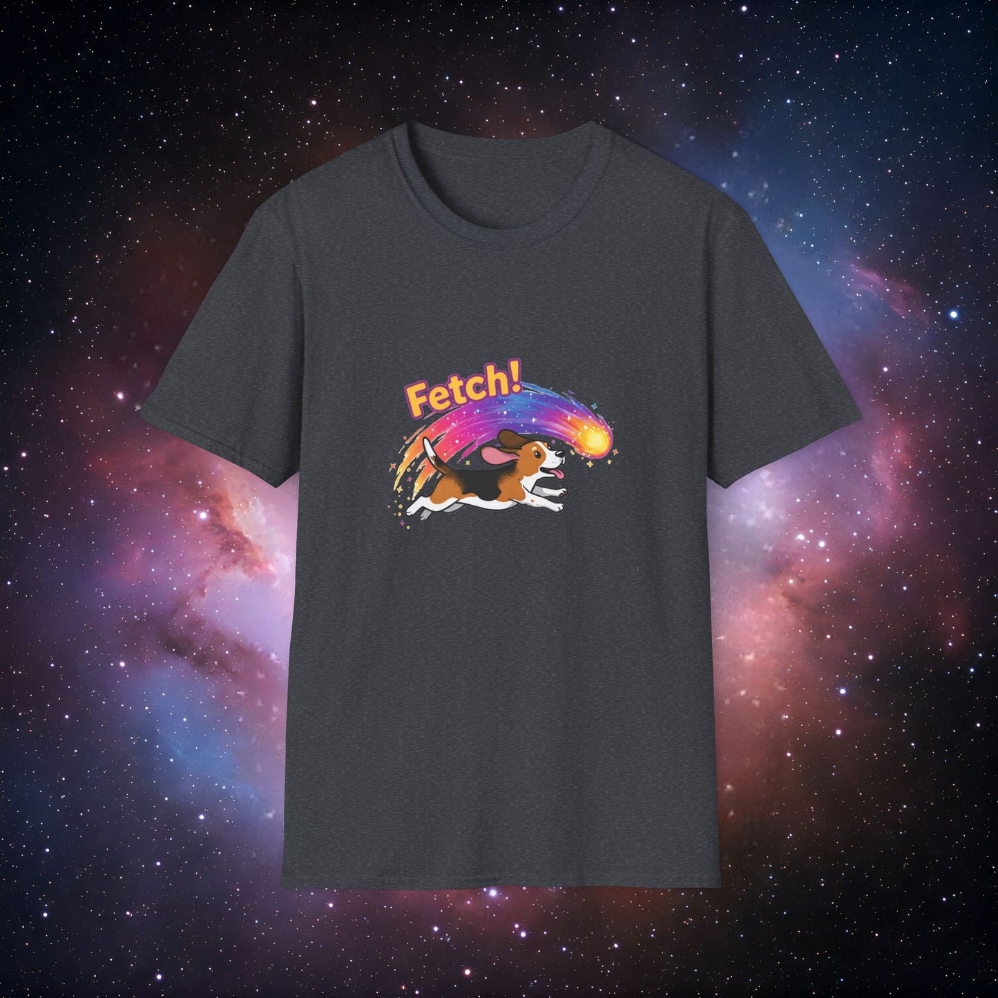 Comet Dog 3 Unisex Softstyle T-Shirt - Playful Dog Design for Pet Lovers