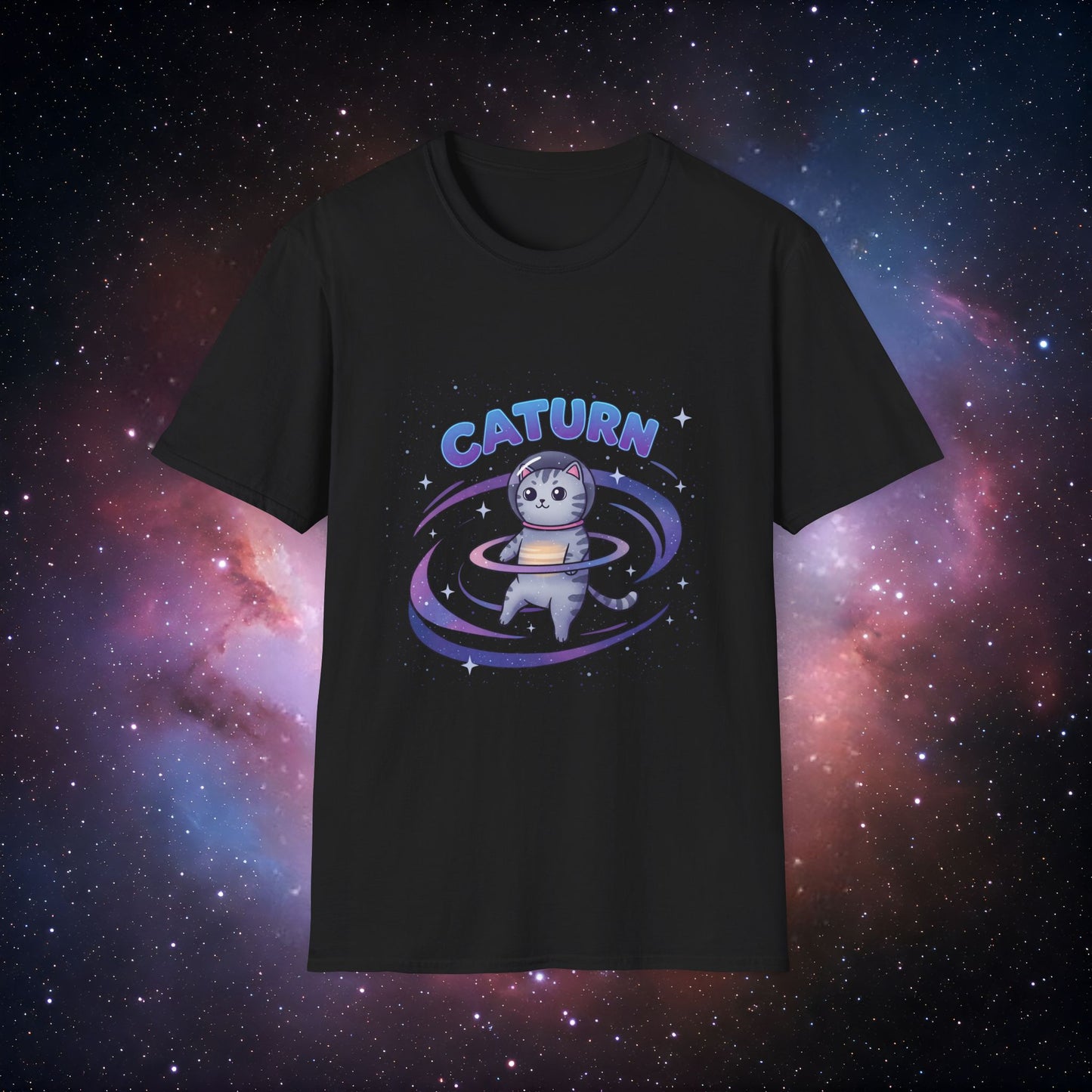 Caturn 3 Galaxy Unisex T-Shirt - Fun Cosmic Cat Design