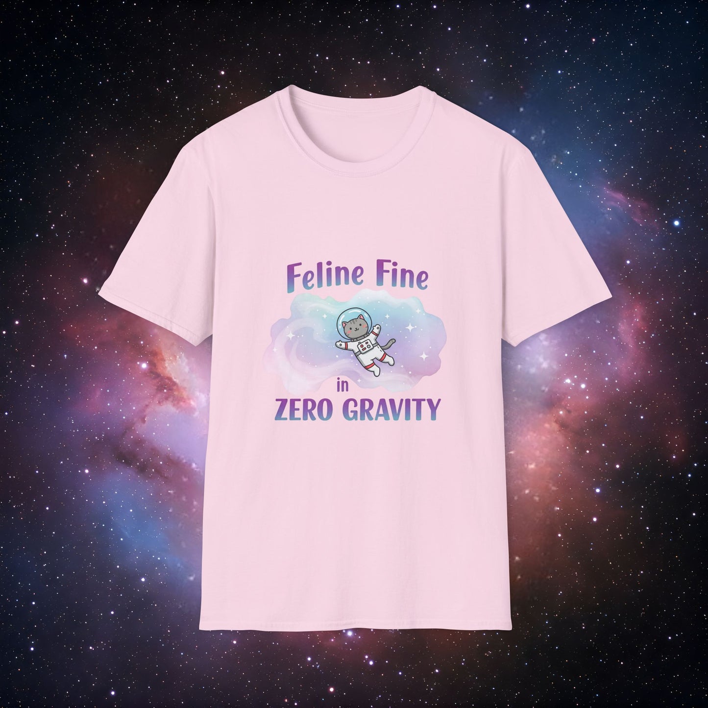 Feline Fine Zero Gravity 1 T-Shirt - Unisex Softstyle Tee