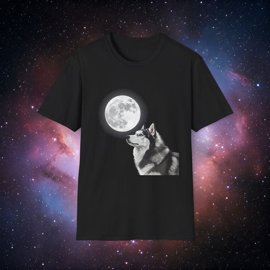 Husky Full Moon 4 Unisex Softstyle T-Shirt - Perfect for Animal Lovers & Nature Enthusiasts
