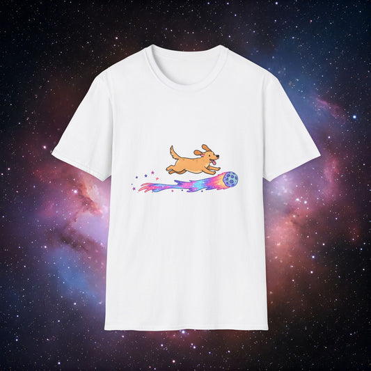 Comet Dog 1 T-Shirt - Unisex Softstyle Tee with Colorful Puppy Design
