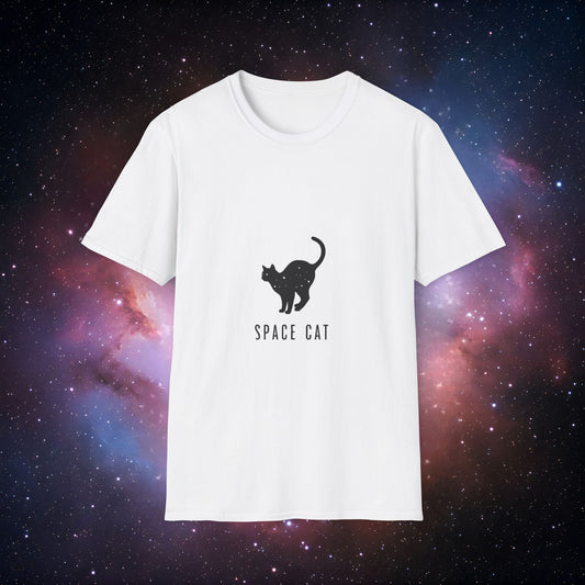 Space Cat 2 Unisex Softstyle T-Shirt – Cozy Cosmic Tee for Cat Lovers