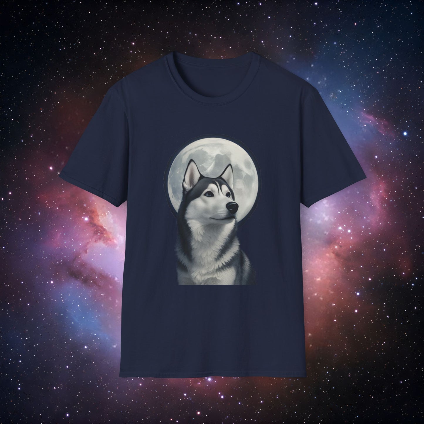 Husky Full Moon 2 Unisex Softstyle T-Shirt | Cozy Casual Wear for Dog Lovers