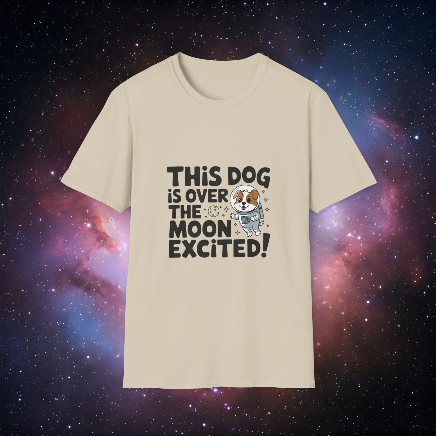 This Dog Is Over The Moon Excited! 2 Unisex Softstyle Tee - Cute Dog Themed T-Shirt