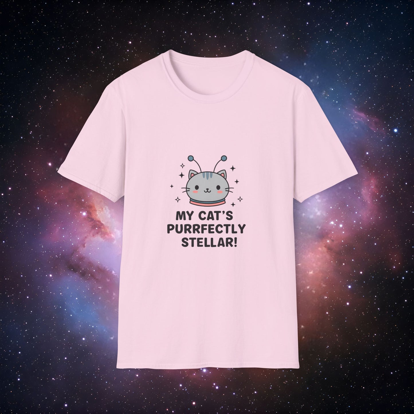 Cute Cat Graphic Unisex T-Shirt - 'My Cat's Purrfectly Stellar 5!'