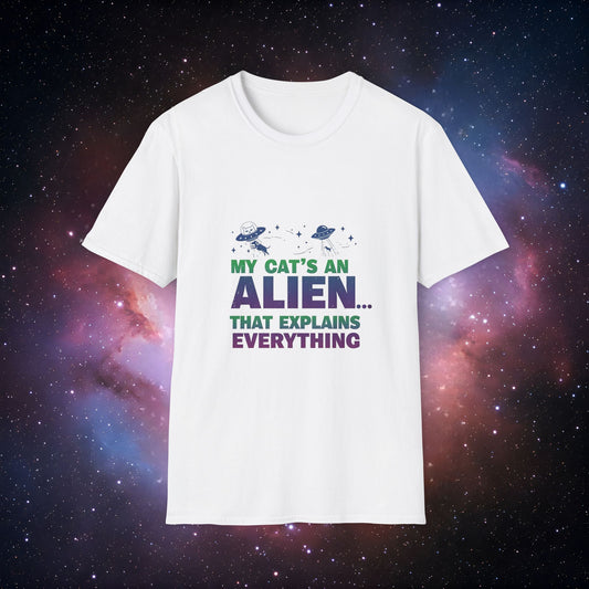 My Cat's an Alien Unisex 2 T-Shirt - Fun & Quirky Graphic Tee for Cat Lovers