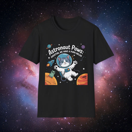 Houston We Have a Purr-oblem 2 Softstyle T-Shirt - Cute Cat Space Adventure Tee