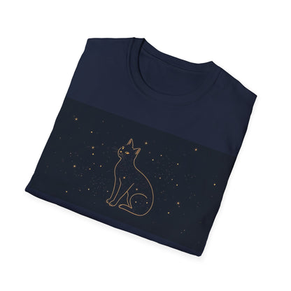 Celestial Cat Unisex Softstyle T-Shirt - Night Sky Design