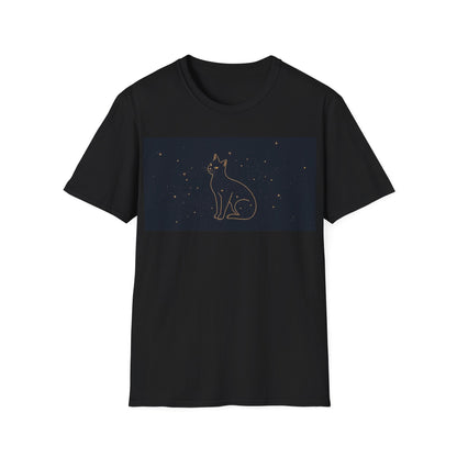 Celestial Cat Unisex Softstyle T-Shirt - Night Sky Design